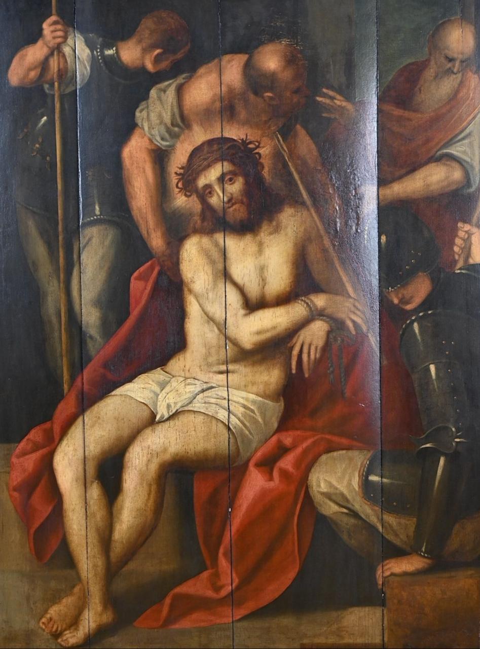 Panel italiano, Círculo de Jacopo Palma el Joven, finales del siglo XVI-principios del XVII
Cristo con espinas
(91 x 120 x 0 cm)
Buen estado

Jacopo Negretti, o Giacomo, llamado Palma el Joven, para distinguirlo de su tío abuelo Jacopo Palma el