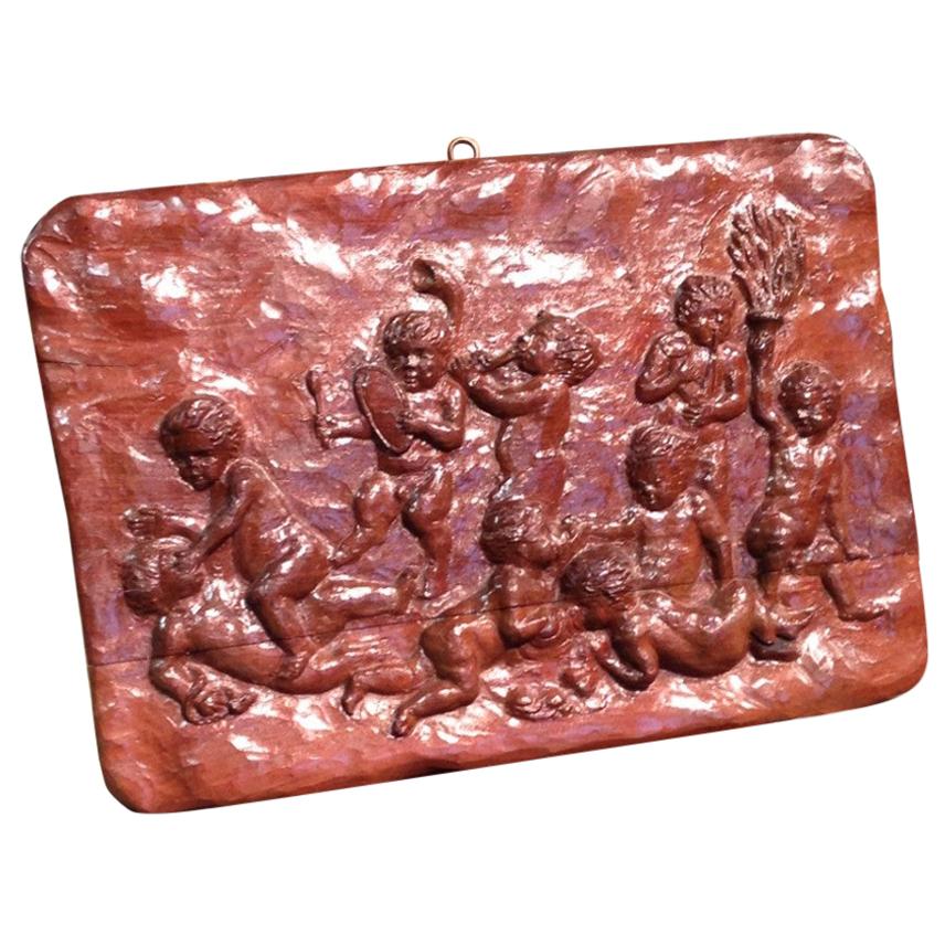 Italian Panel Depicting a Game of Cherubs, 20th Century For Sale