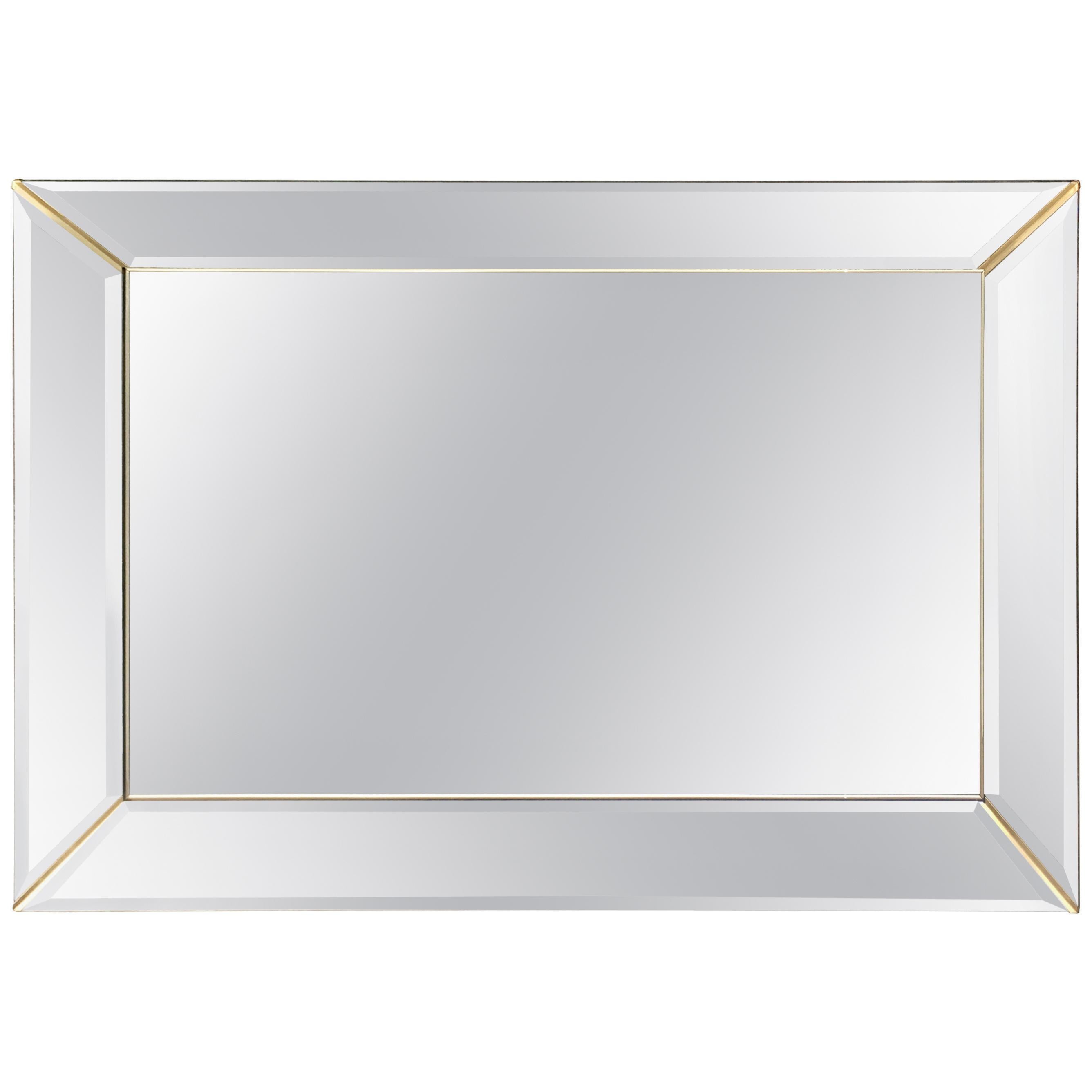 Italian Panel Frame Rectangular Mirror Attributed to Crystal Art