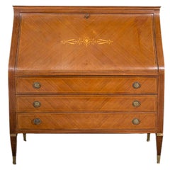 Italian Paolo Buffa Style Inlaid Slant Front Desk/Vanity With Fitted Interior