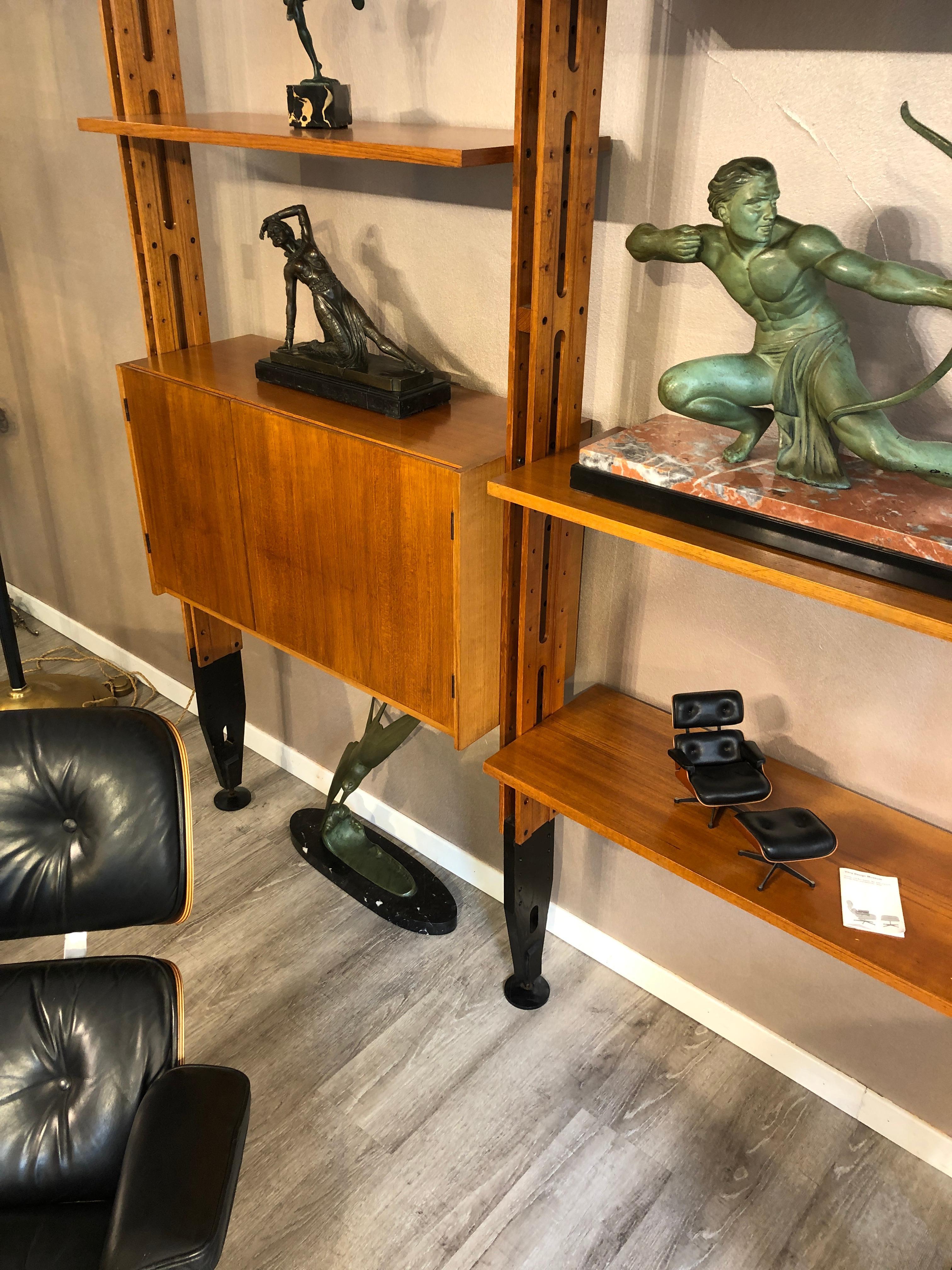 Wood Italian Paolo Tilche Bookcase for Arform Giraffa Model Height Adjustable
