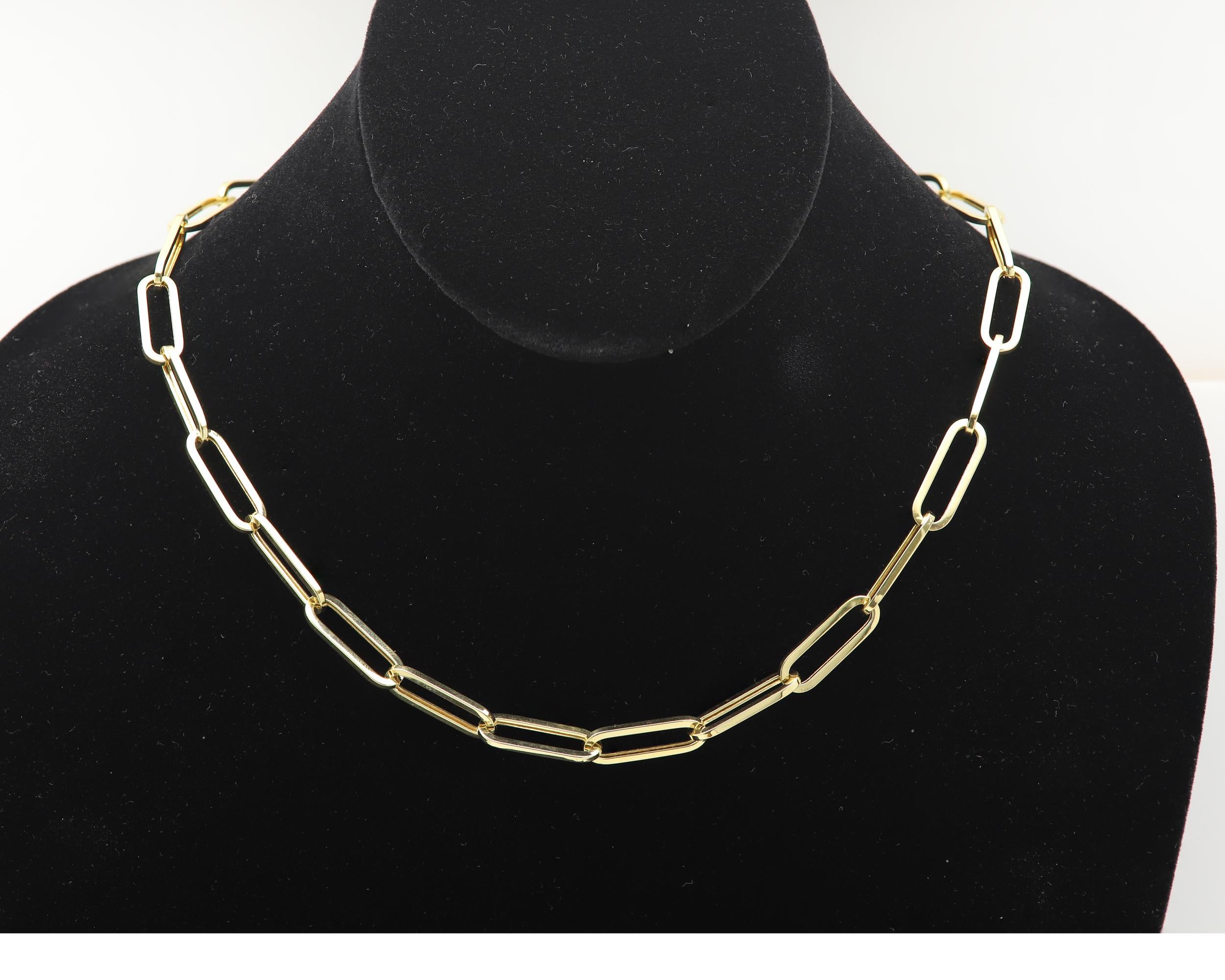 Chaîne de collier en or pour trombones italiens Chaîne à maillons en or 14 carats 18 pouces de long en vente 10