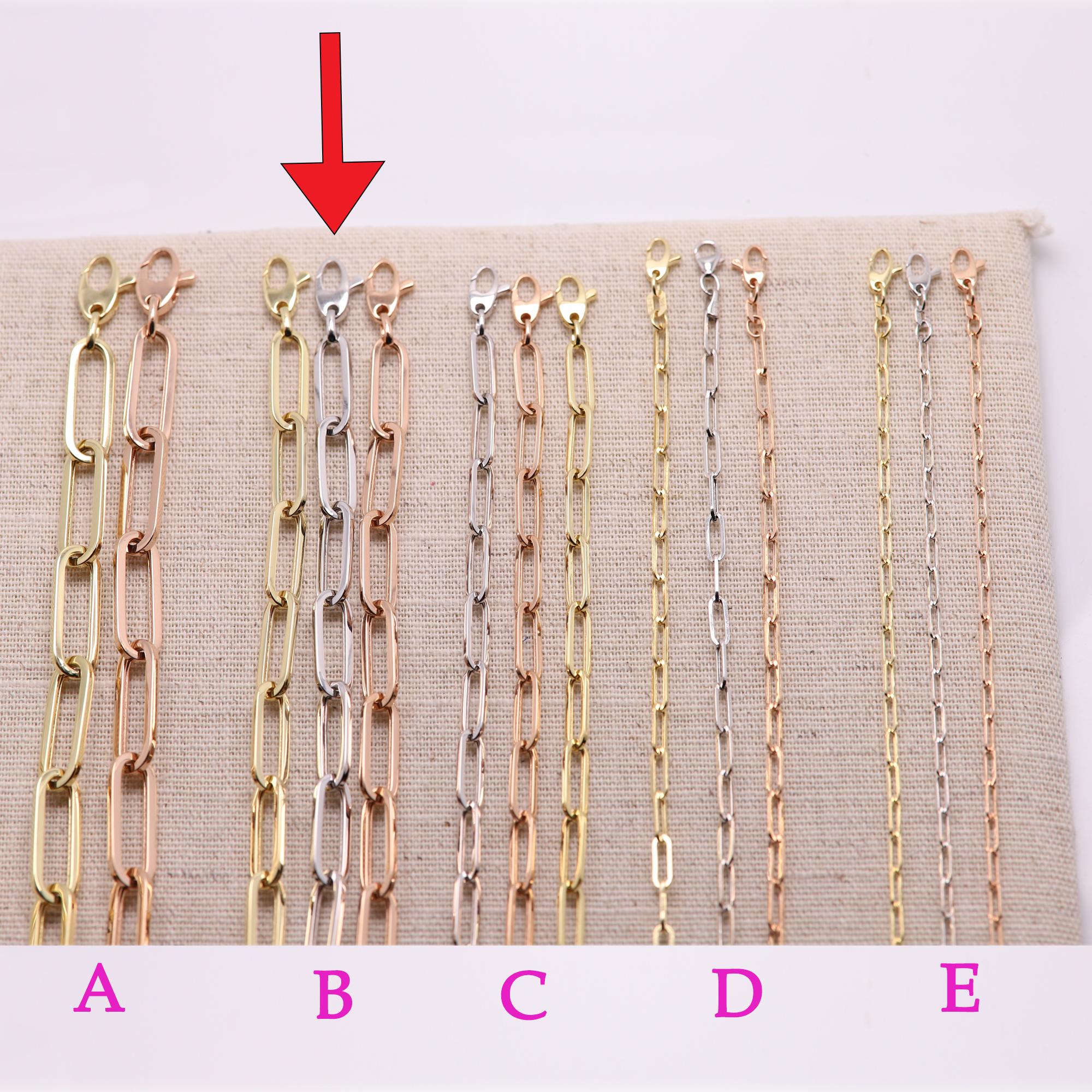 Chaîne de collier en or pour trombones italiens Chaîne à maillons en or 14 carats 18 pouces de long Neuf - En vente à Brooklyn, NY