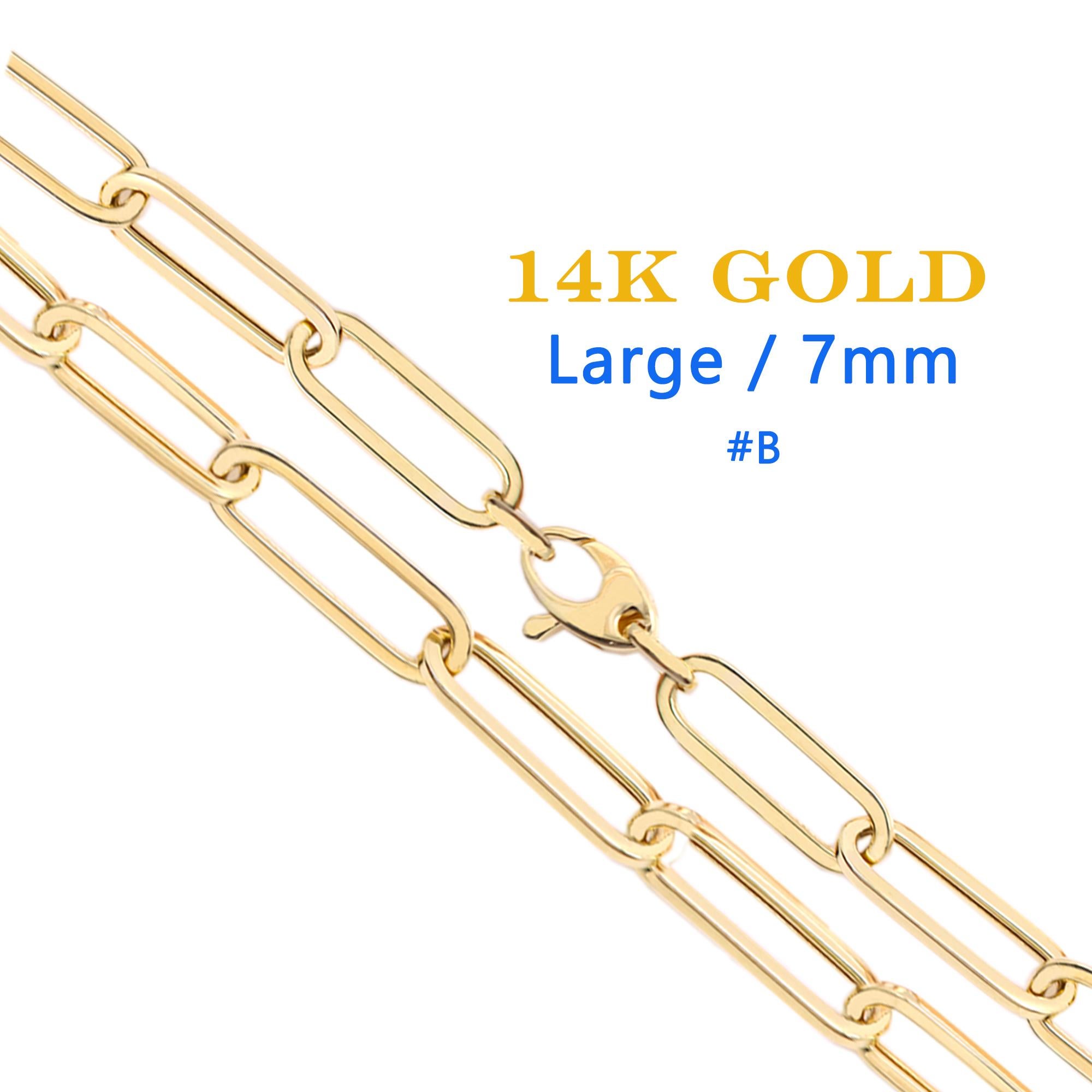 Italian Paper Clip Gold Chain Necklace Link Chain 14 Karat Gold 18' Inch Long For Sale 1