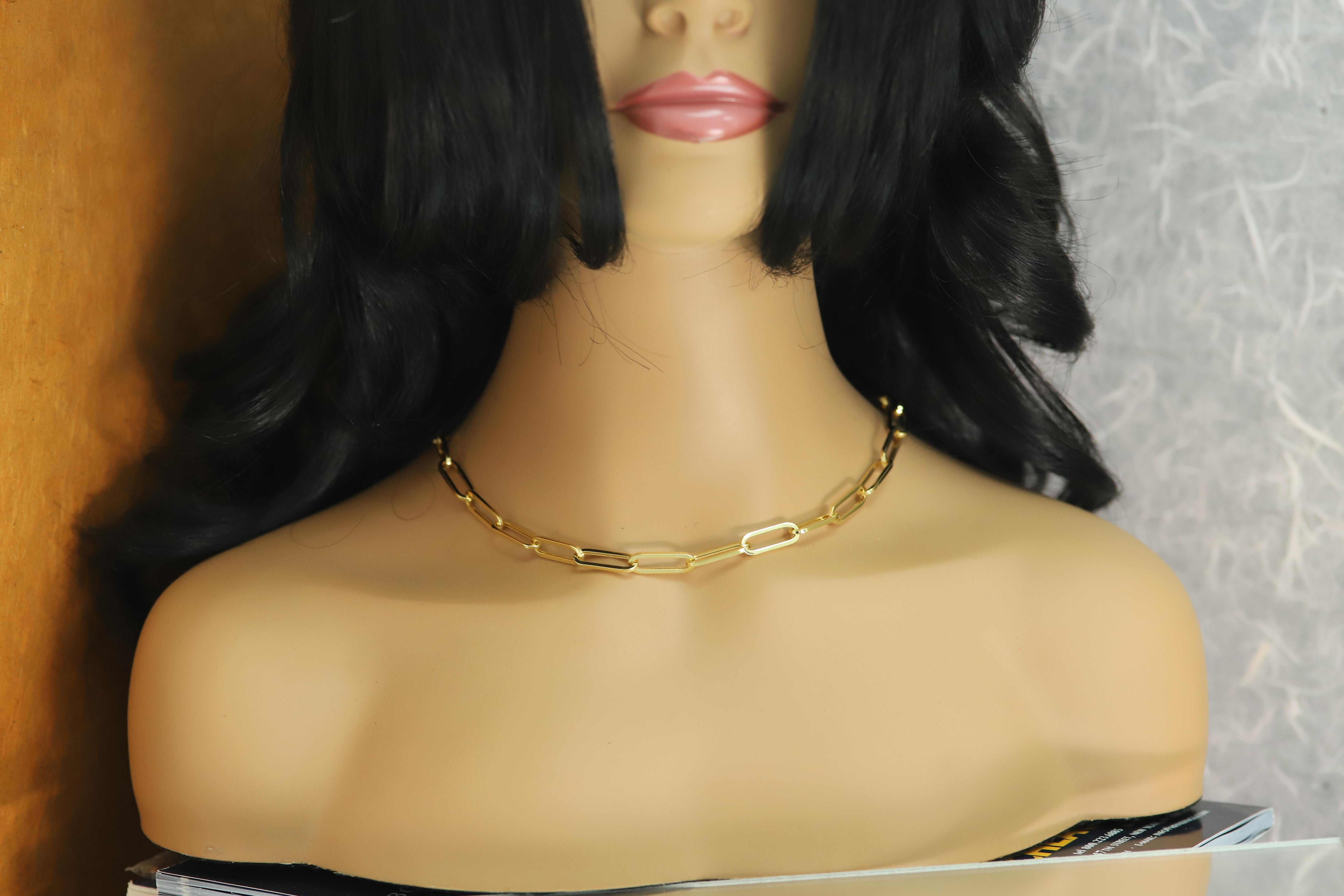 Chaîne de collier en or pour trombones italiens Chaîne à maillons en or 14 carats 18 pouces de long en vente 4