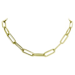Italian Paper Clip Gold Chain Necklace Link Chain 14 Karat Gold 18' Inch Long