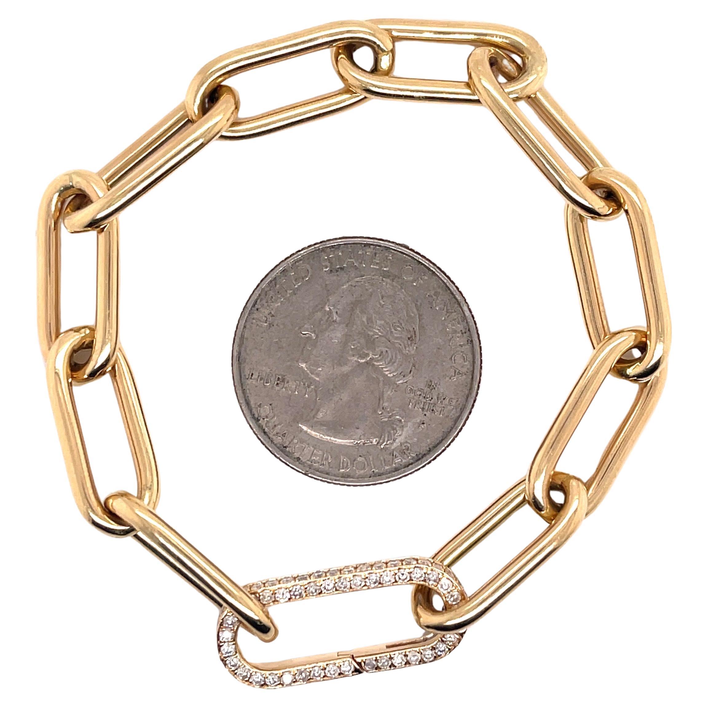 Bracciale a maglie in oro giallo 14 carati con chiusura a diamante.
A Link d'oro 7,5 grammi
Chiusura di circa 1 carato

La chiusura è disponibile in oro bianco, giallo e rosa. 
Bracciale disponibile in oro bianco.
DM per maggiori informazioni. 