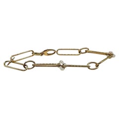 Italian Paperclip Style Bracelet in 14kt Yellow Gold - 7.75", 4.4g, Two-Tone