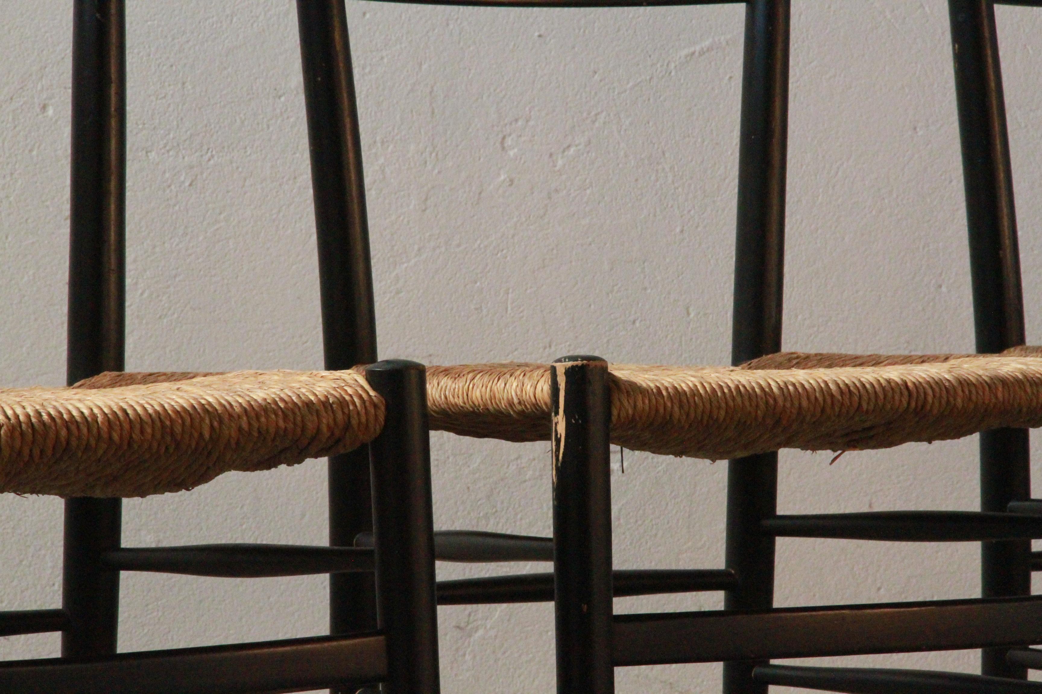 Italian Papercord Dining Chairs, 1950s, Set of 4 im Angebot 3