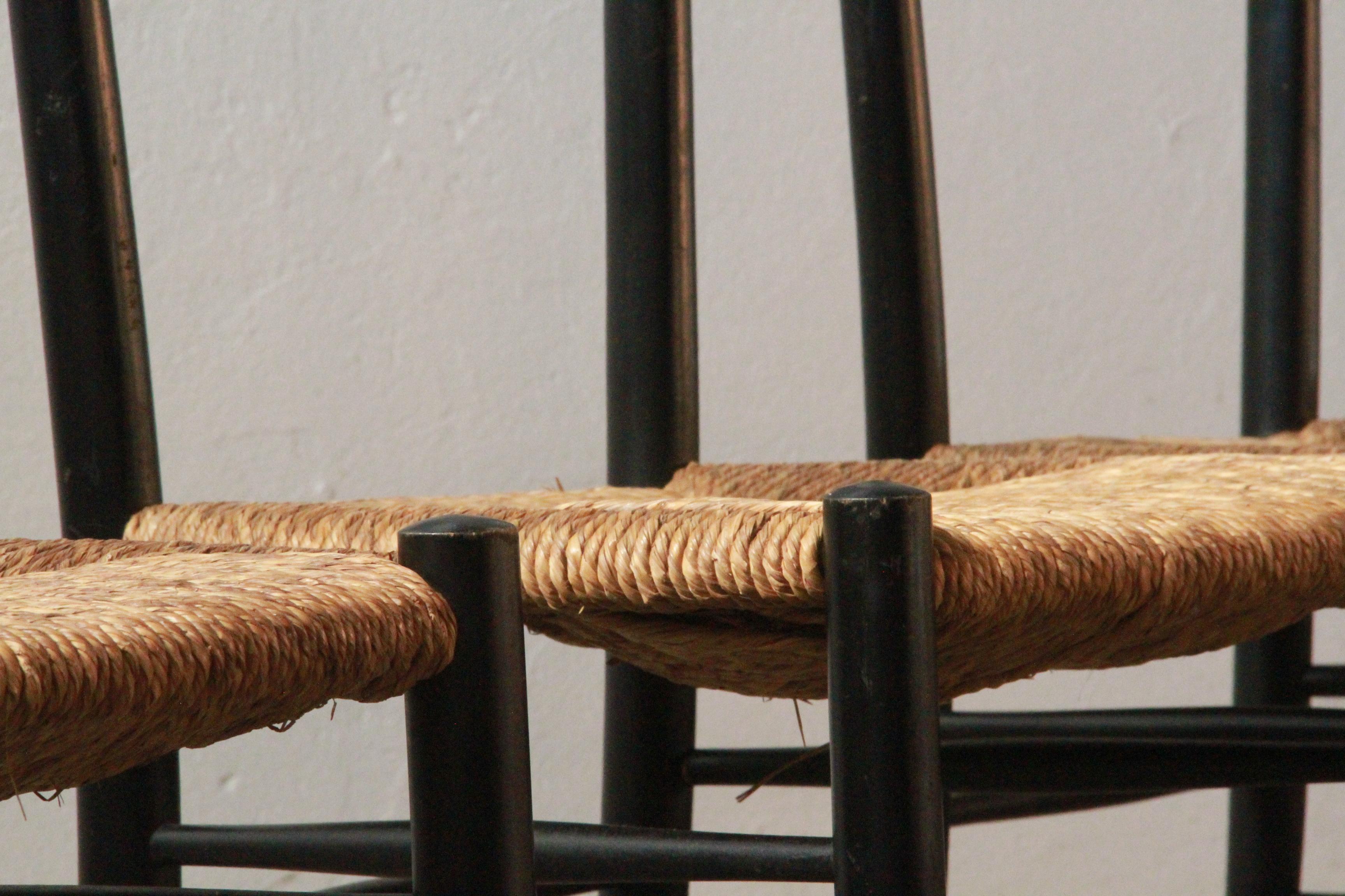 Italian Papercord Dining Chairs, 1950s, Set of 4 im Angebot 4
