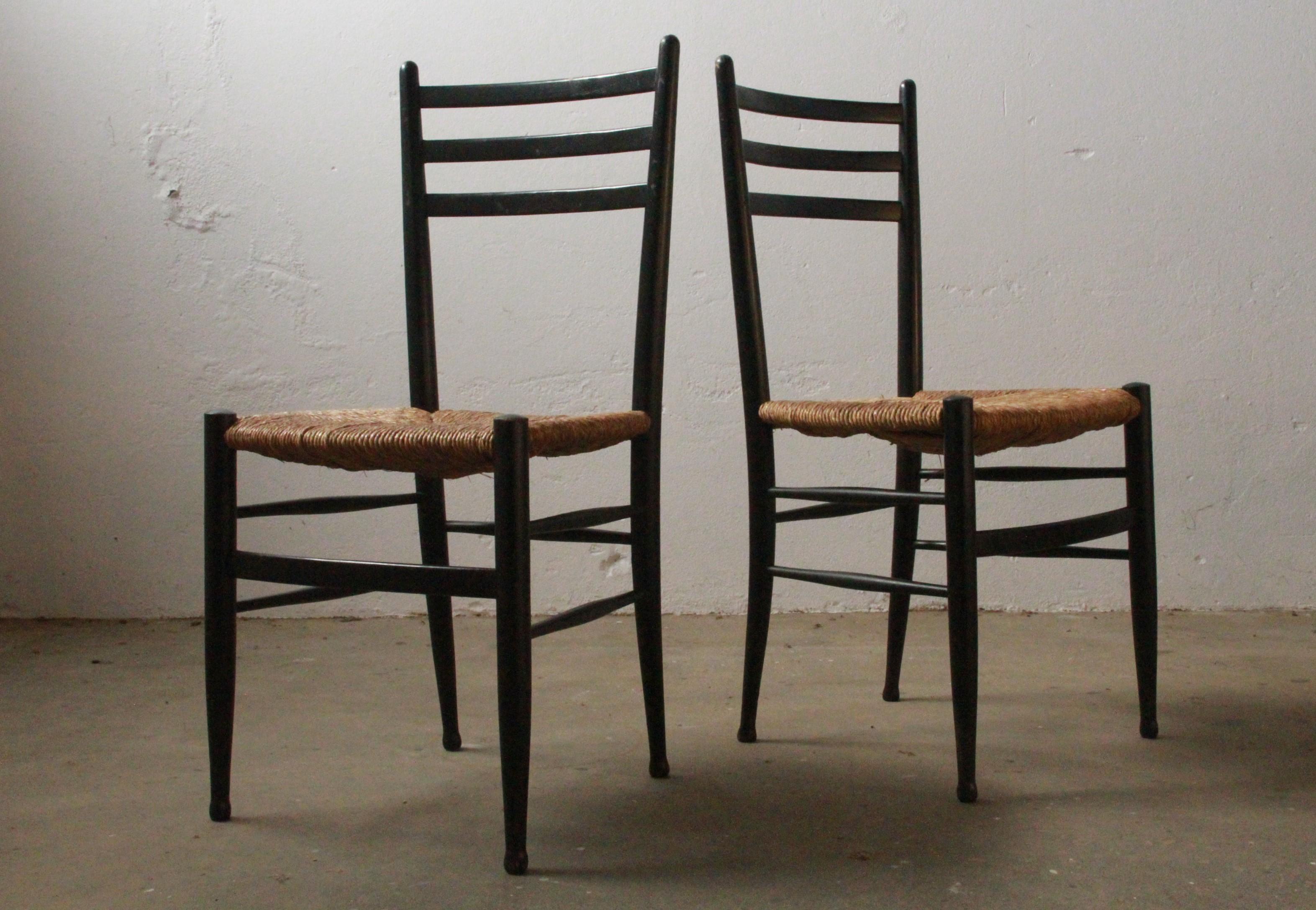 Italian Papercord Dining Chairs, 1950s, Set of 4 im Angebot 5