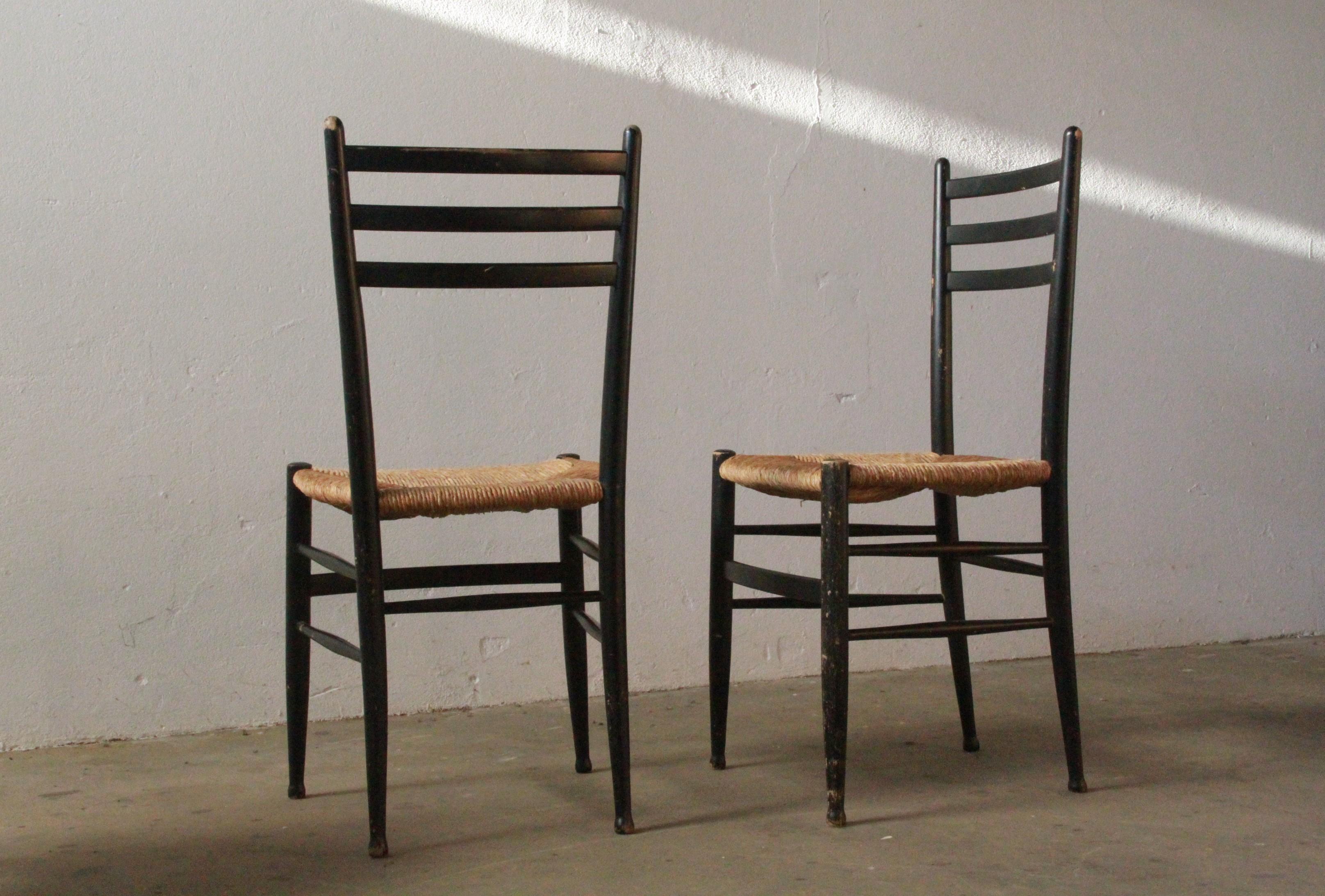 Italian Papercord Dining Chairs, 1950s, Set of 4 im Angebot 6