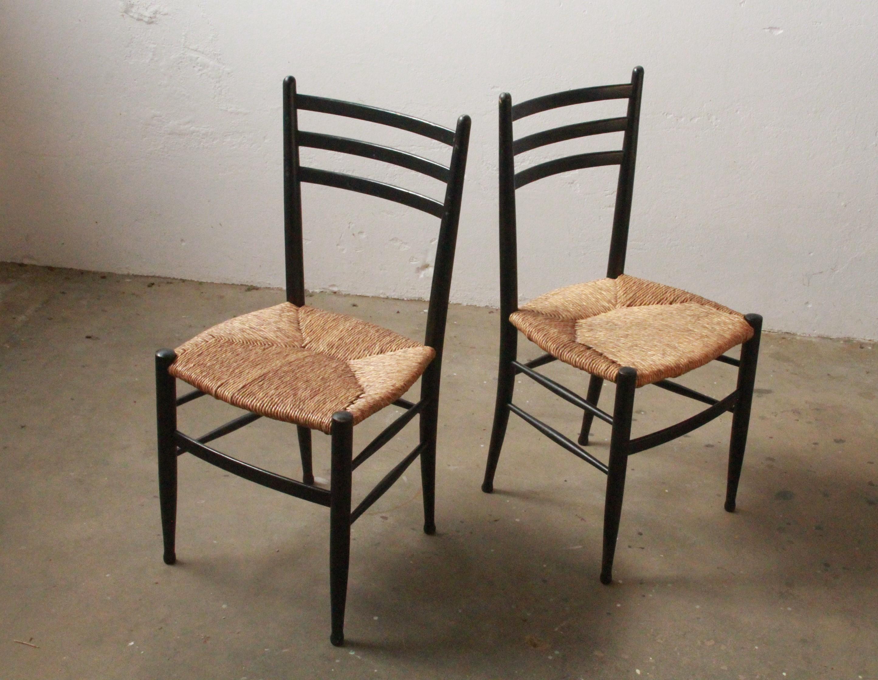 Italian Papercord Dining Chairs, 1950s, Set of 4 im Angebot 11
