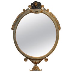 Italian Parcel Gilt and Green Oval Mirror