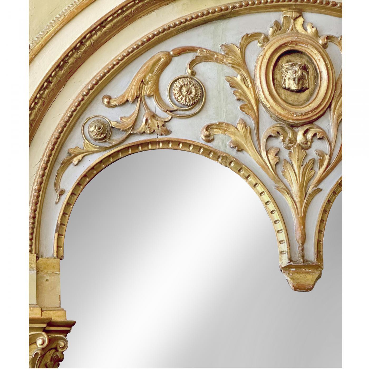 Miroir de pilier italien peint et doré à la feuille, circa 1800 Bon état - En vente à Los Angeles, CA