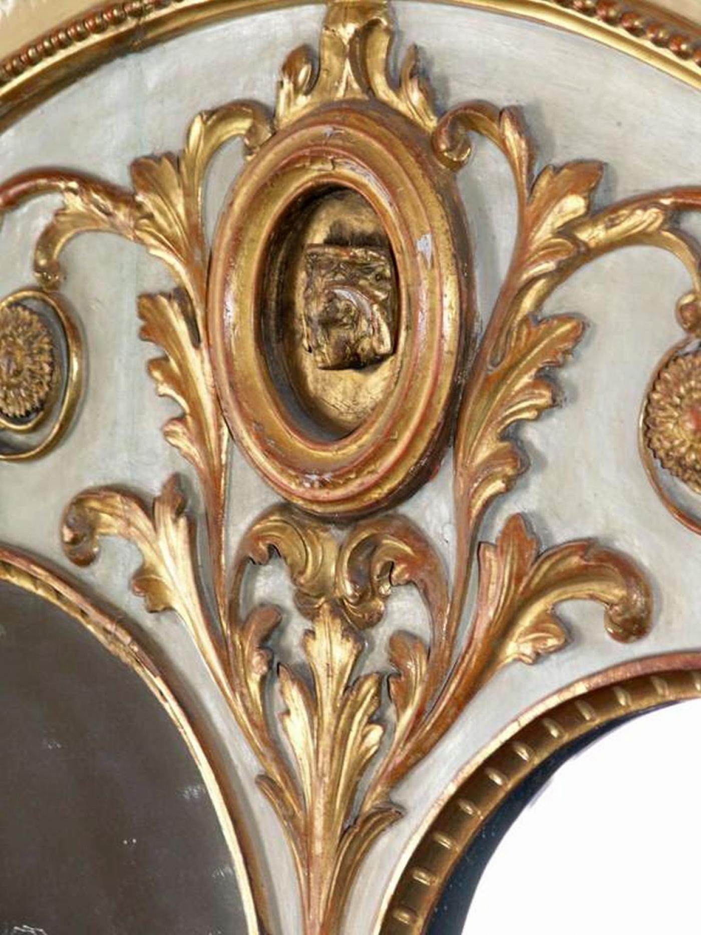 Miroir de pilier italien peint et doré à la feuille, circa 1800 en vente 2