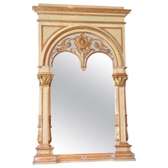 Specchio da molo italiano dorato e dipinto - Circa 1800