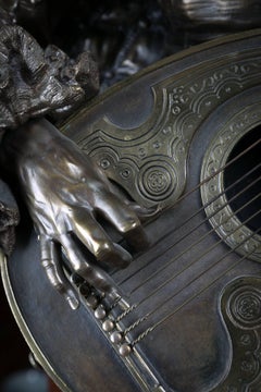 Italian Parcel-Gilt Bronze Figure of a Lute Player, 19th Century