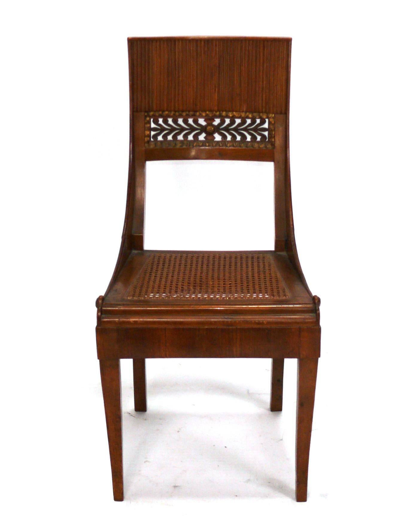Elegant Parcel Gilt Caned Occasional Chairs, Italy, circa 1930s. 