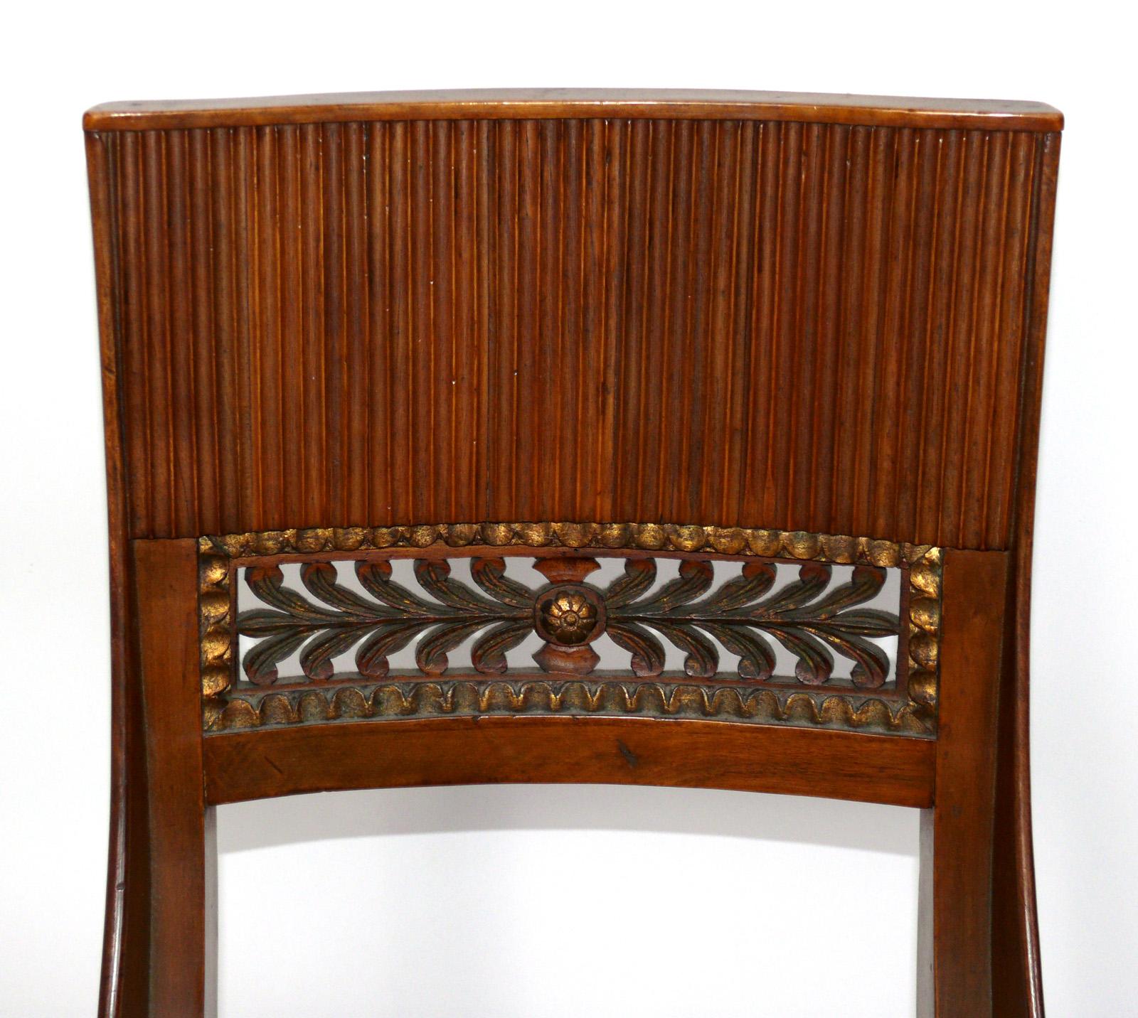 Mid-20th Century Italian Parcel Gilt Caned Chairs  For Sale