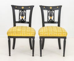Italian Parcel Gilt Ebonized Chairs, Pair