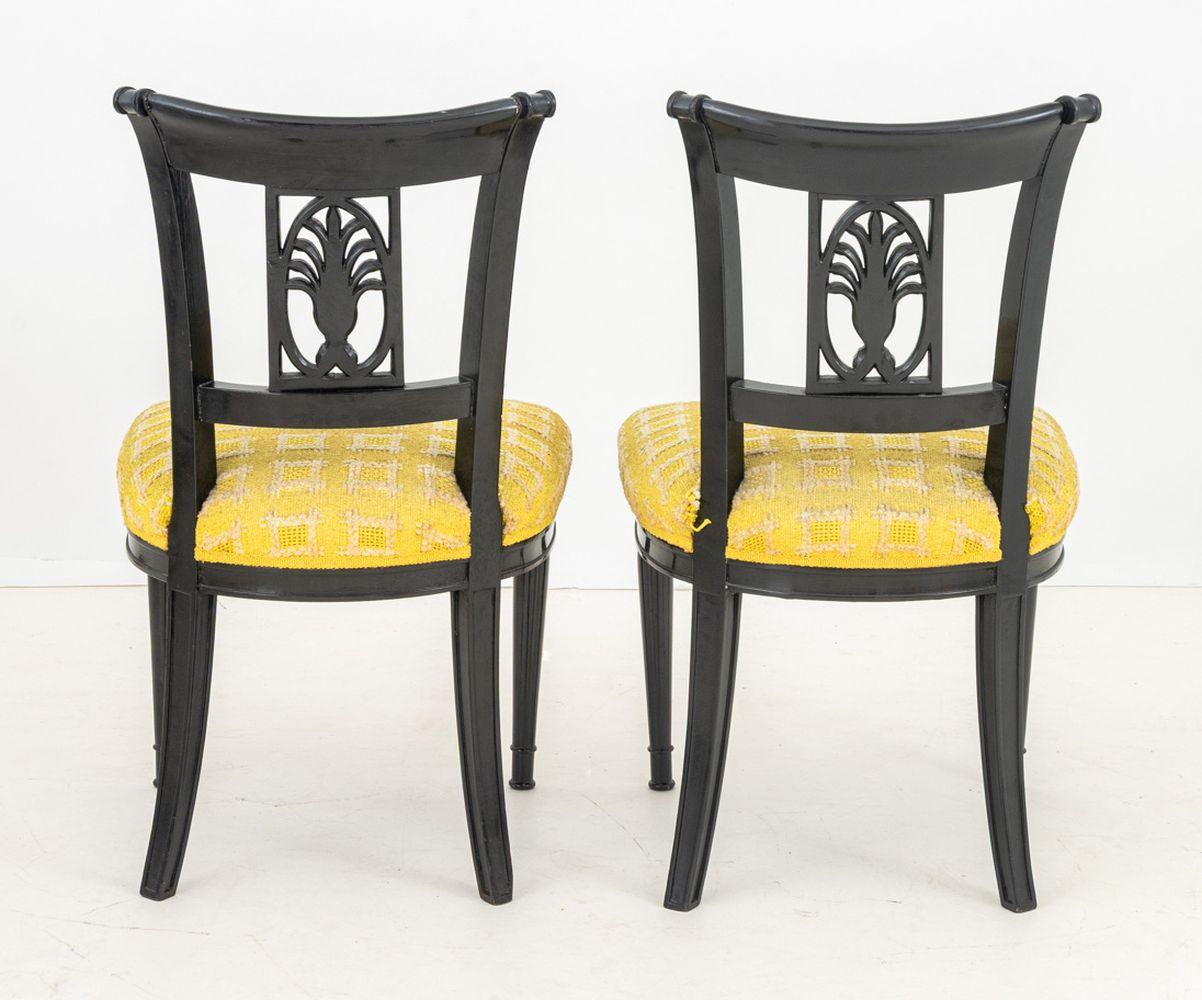 XX secolo Italian Parcel Gilt Ebonized Chairs, Pair in vendita