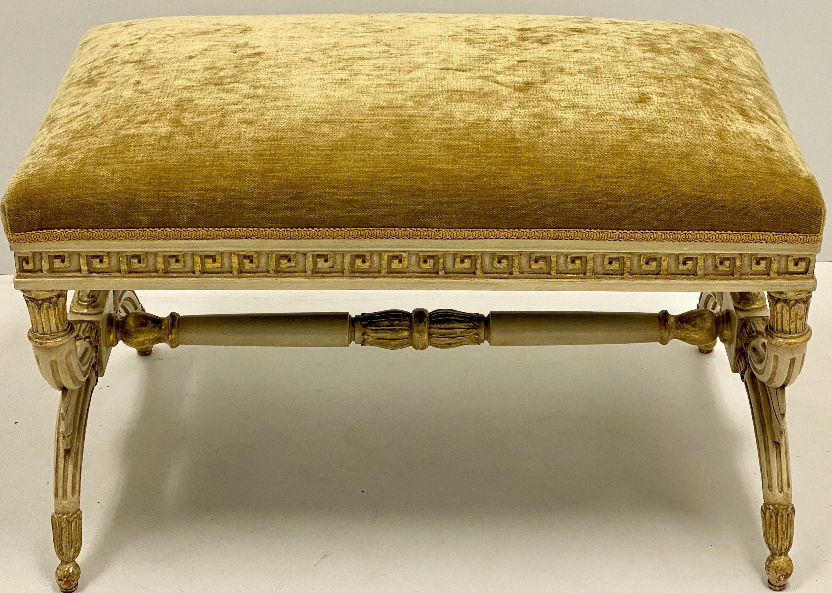 20th Century Italian Parcel Gilt Neo-Classical Style Bench