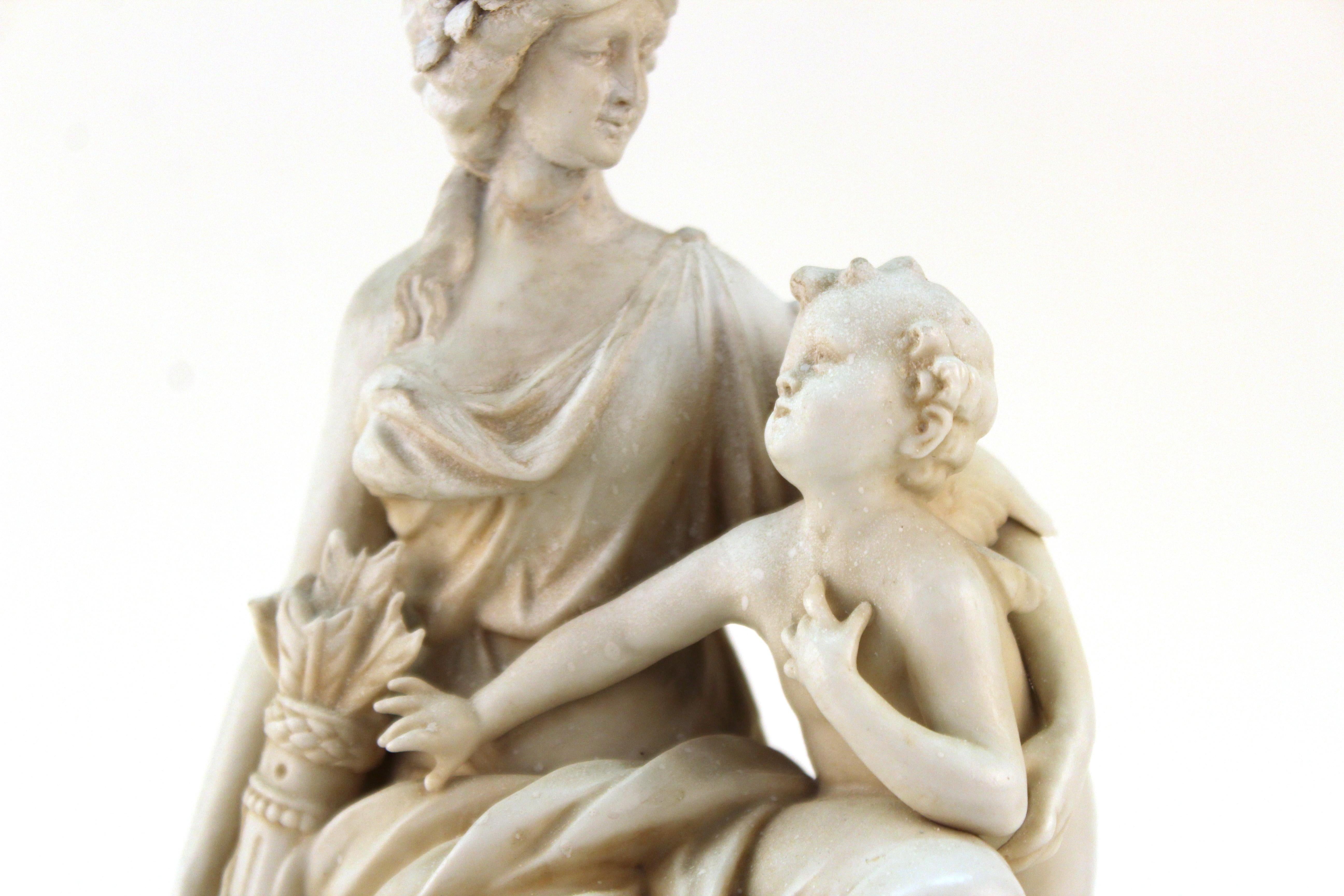 19th Century Italian Parianware Seated Venus with Cherubs Sculpture