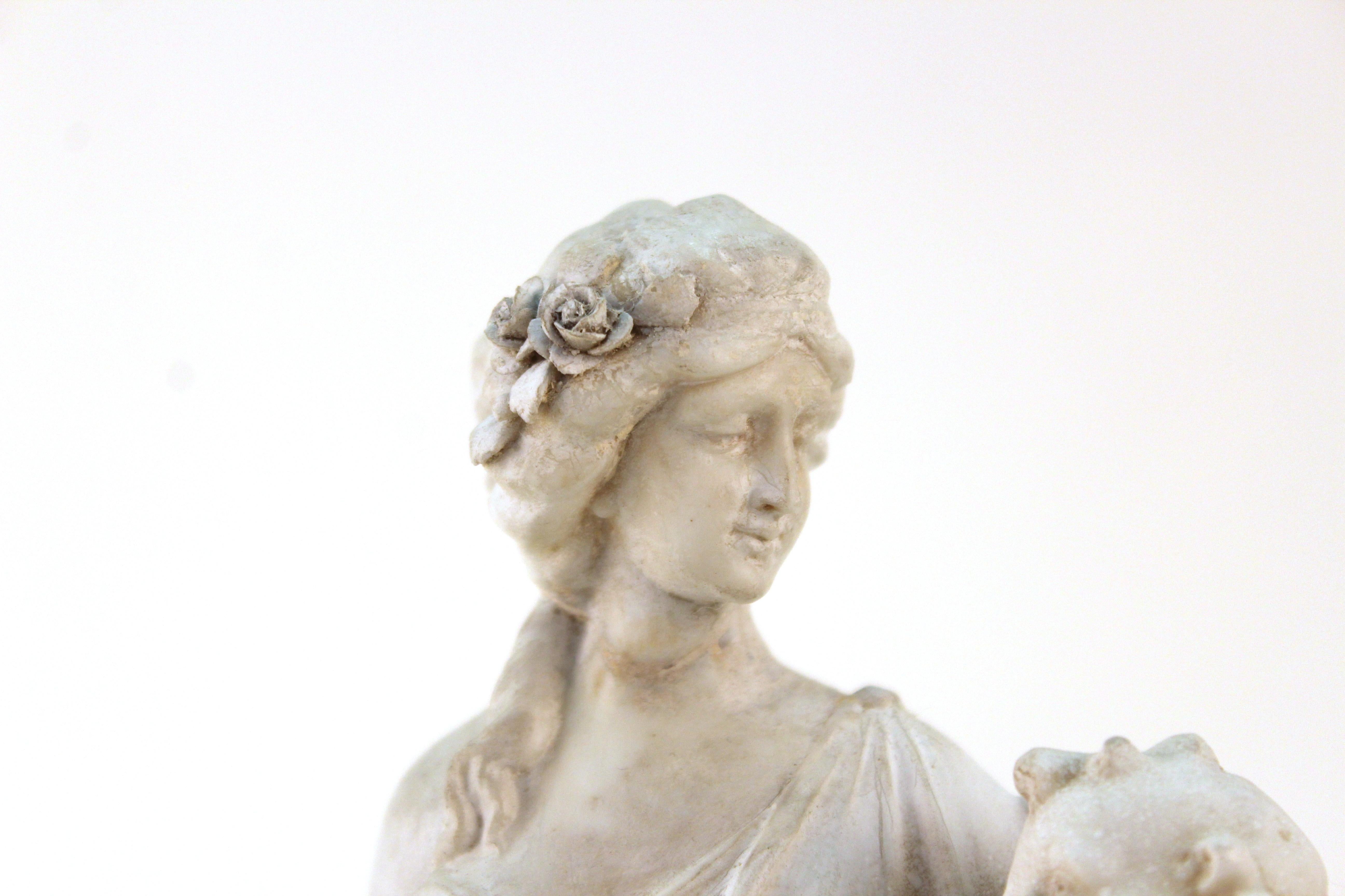 Ceramic Italian Parianware Seated Venus with Cherubs Sculpture