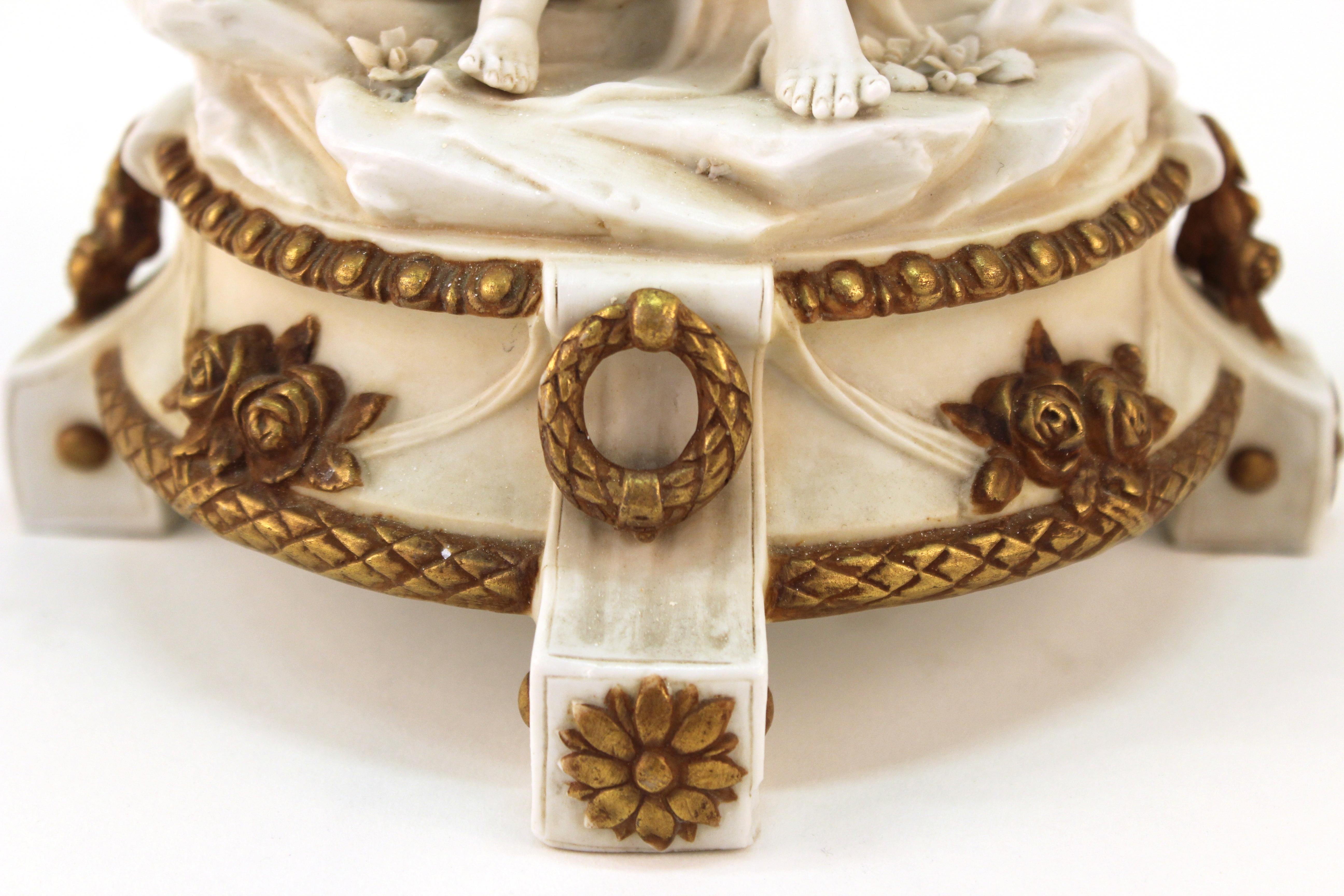 Italian Parianware Seated Venus with Cherubs Sculpture 1