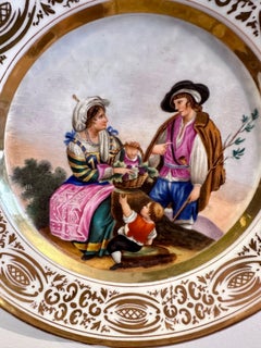 Piatto dipinto in porcellana italiana di Parigi, Napoli, CIRCA 1825