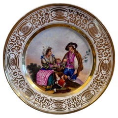 Italian Paris Porcelain Painted Plate, Naples Circa 1825