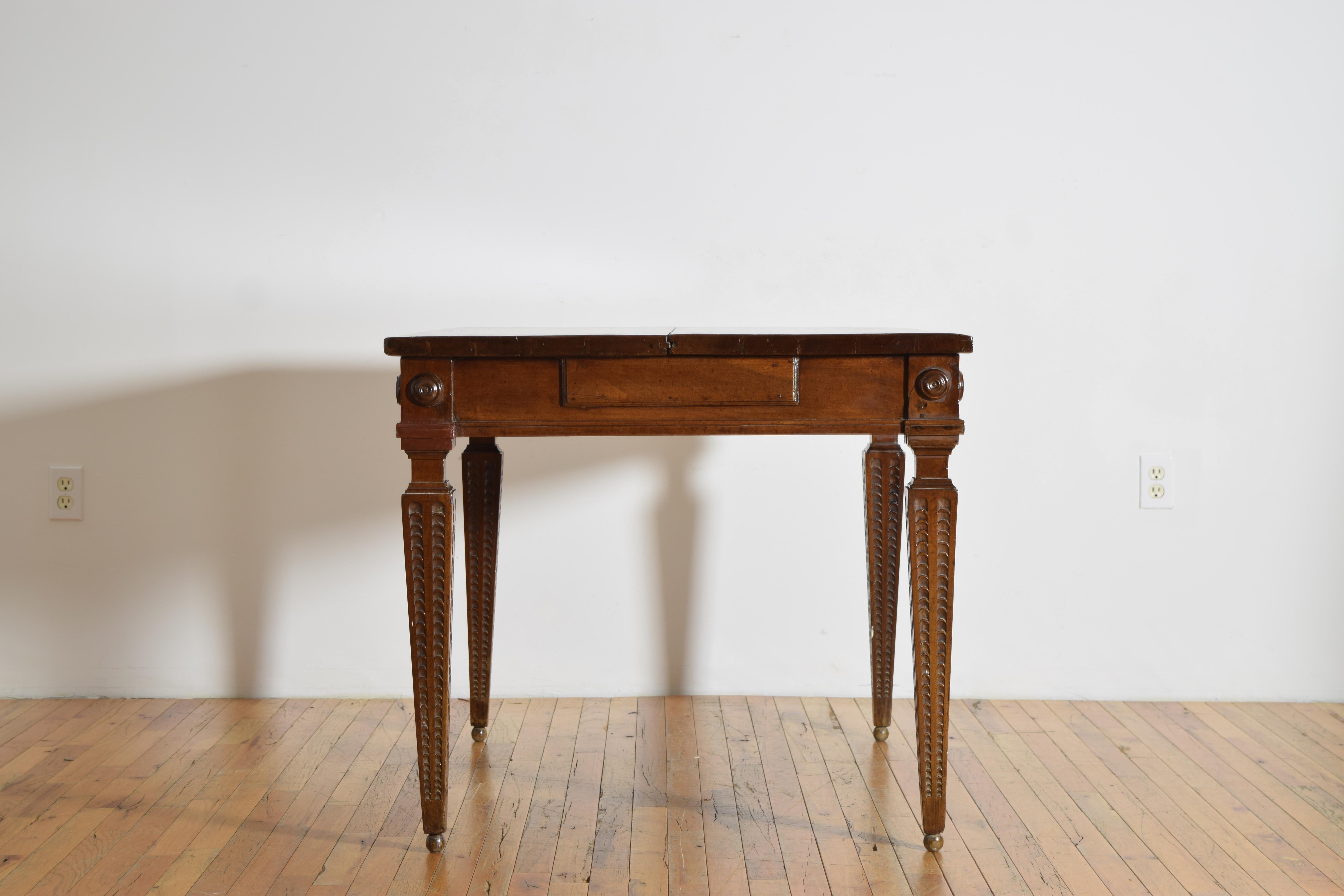 Hand-Carved Italian, Parma, Early Neoclassic Carved Walnut 1-Drawer Center Table, ca. 1785 For Sale