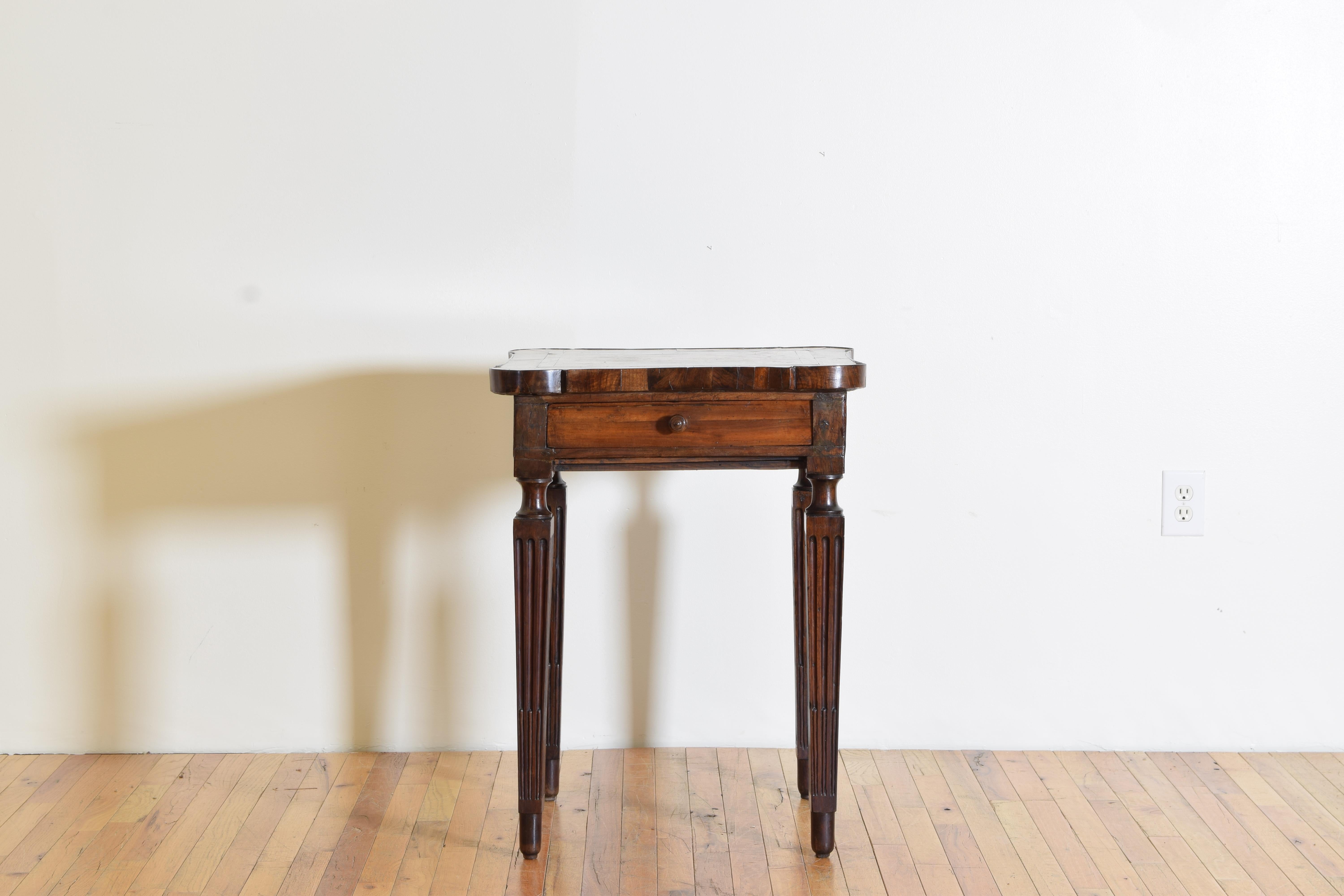 Late 18th Century Italian, Parma, Louis XVI Walnut & Marble-Top 1-Drawer Table, circa 1790 For Sale