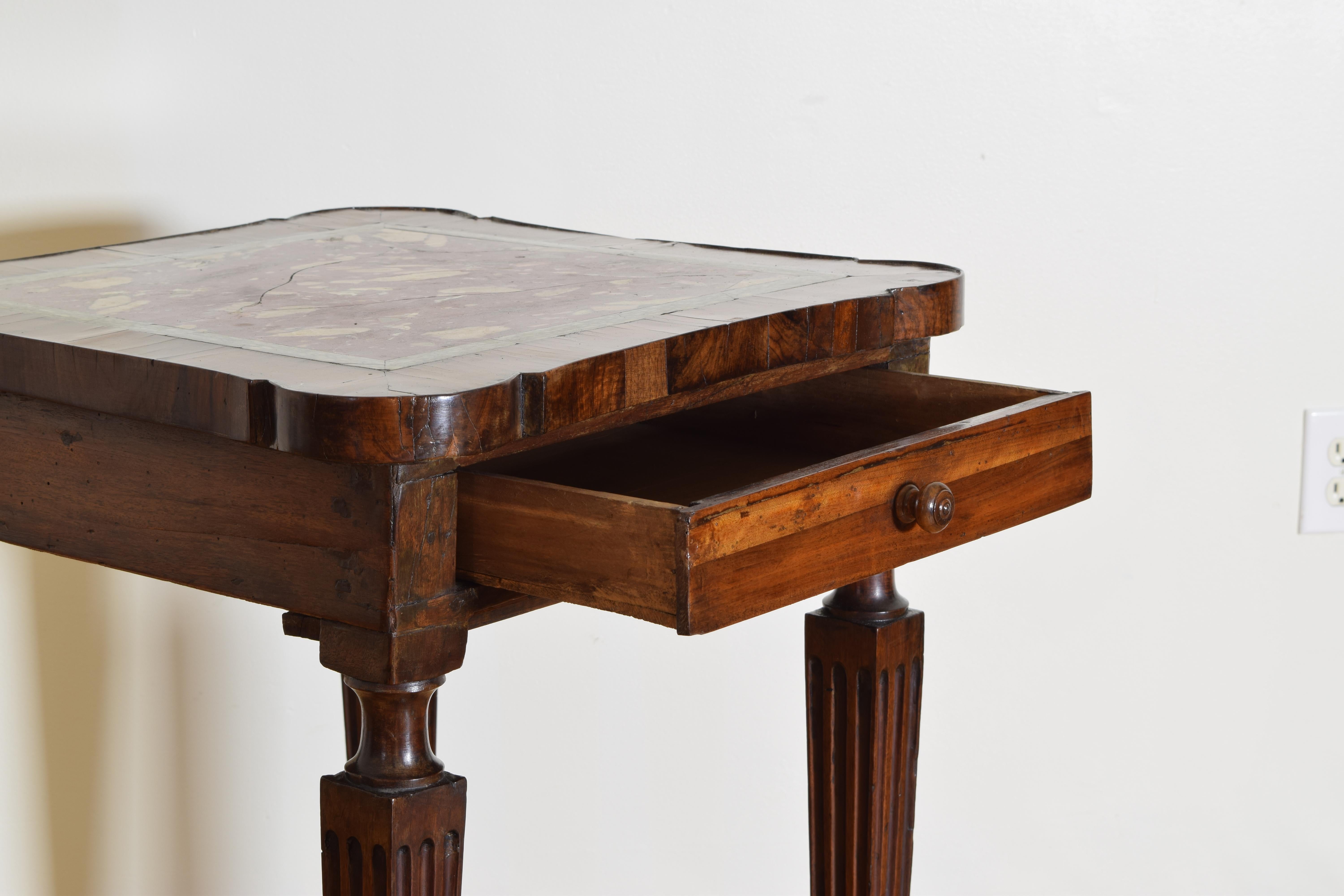 Italian, Parma, Louis XVI Walnut & Marble-Top 1-Drawer Table, circa 1790 For Sale 2