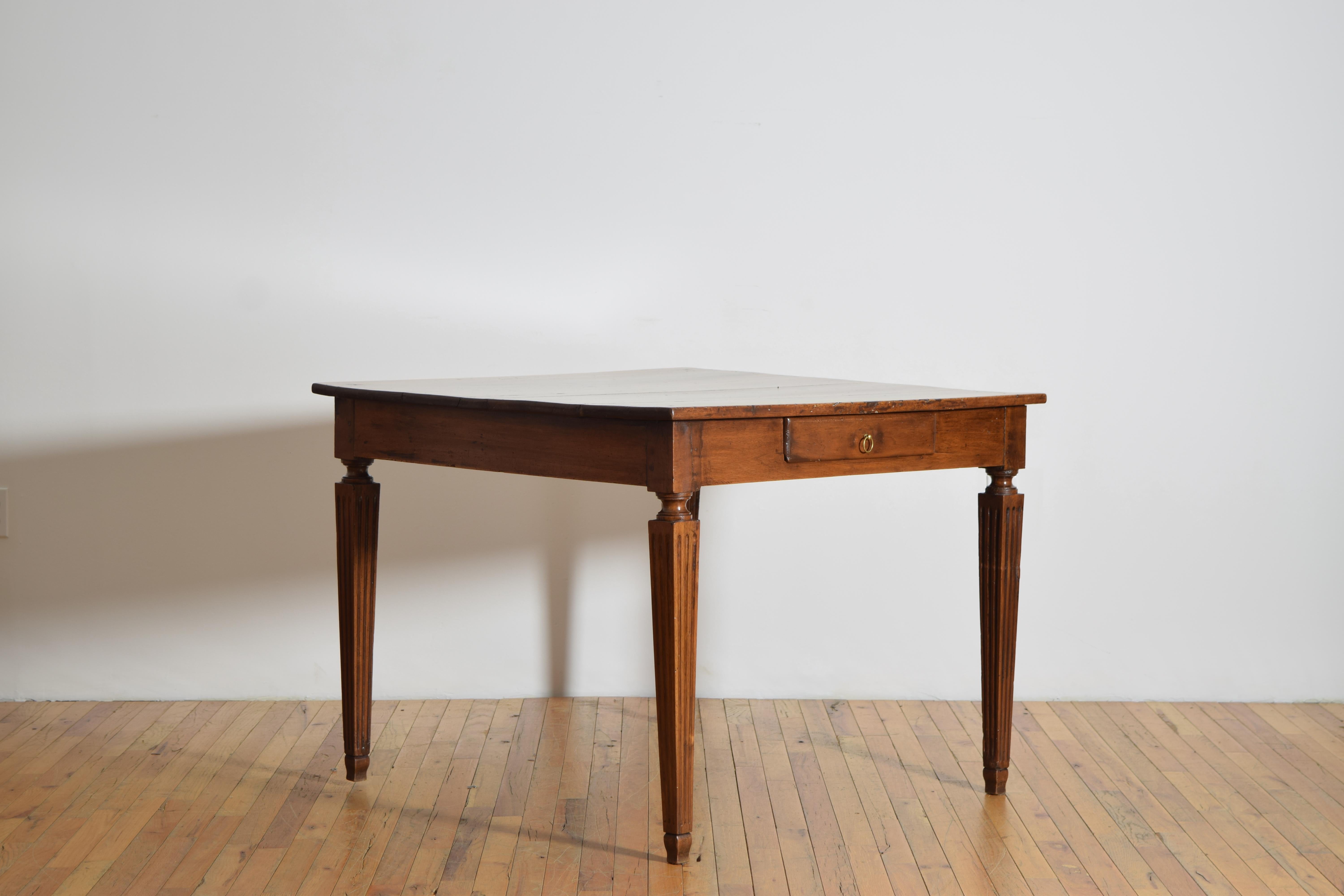 Late 18th Century Italian, Parmense, Louis XVI Period Walnut 1-Drawer Center Table, Late 18th cen. For Sale