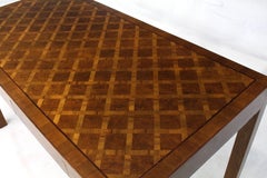 Italian Parquet Marquetry Burl Walnut Top Parsons Desk Writing Table Two Drawers