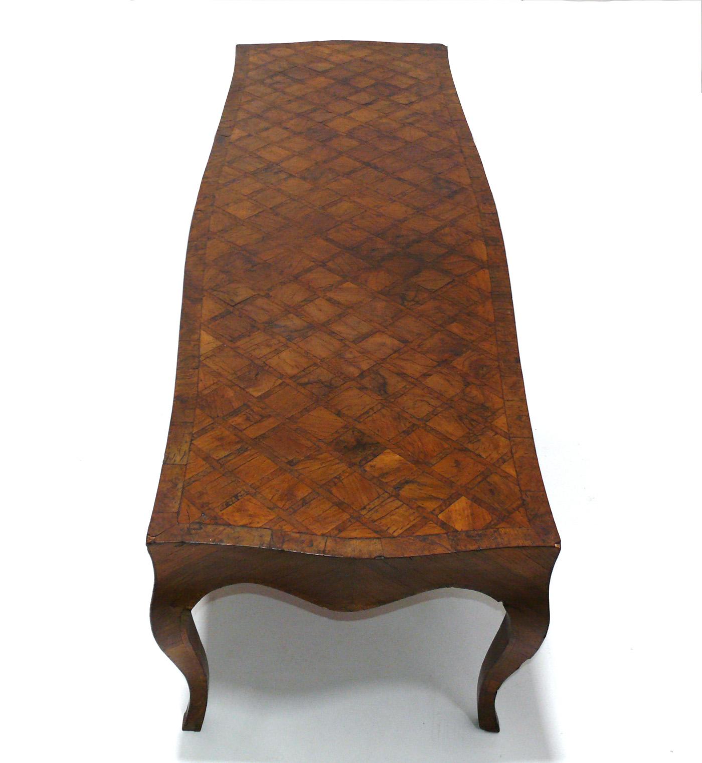 Hollywood Regency Italian Parquetry Coffee Table Impressive 6 foot length Refinished For Sale