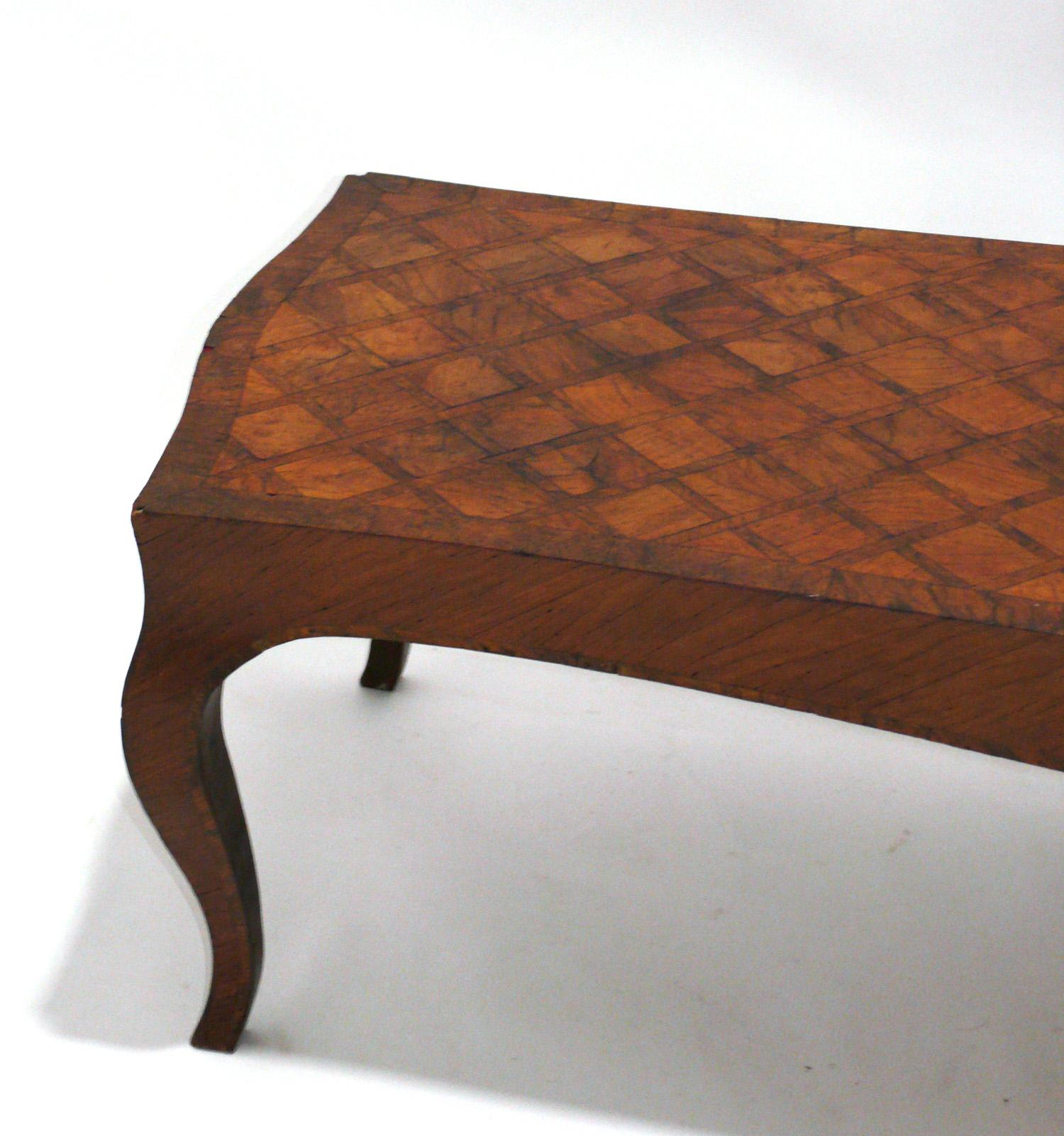 Inlay Italian Parquetry Coffee Table Impressive 6 foot length Refinished For Sale