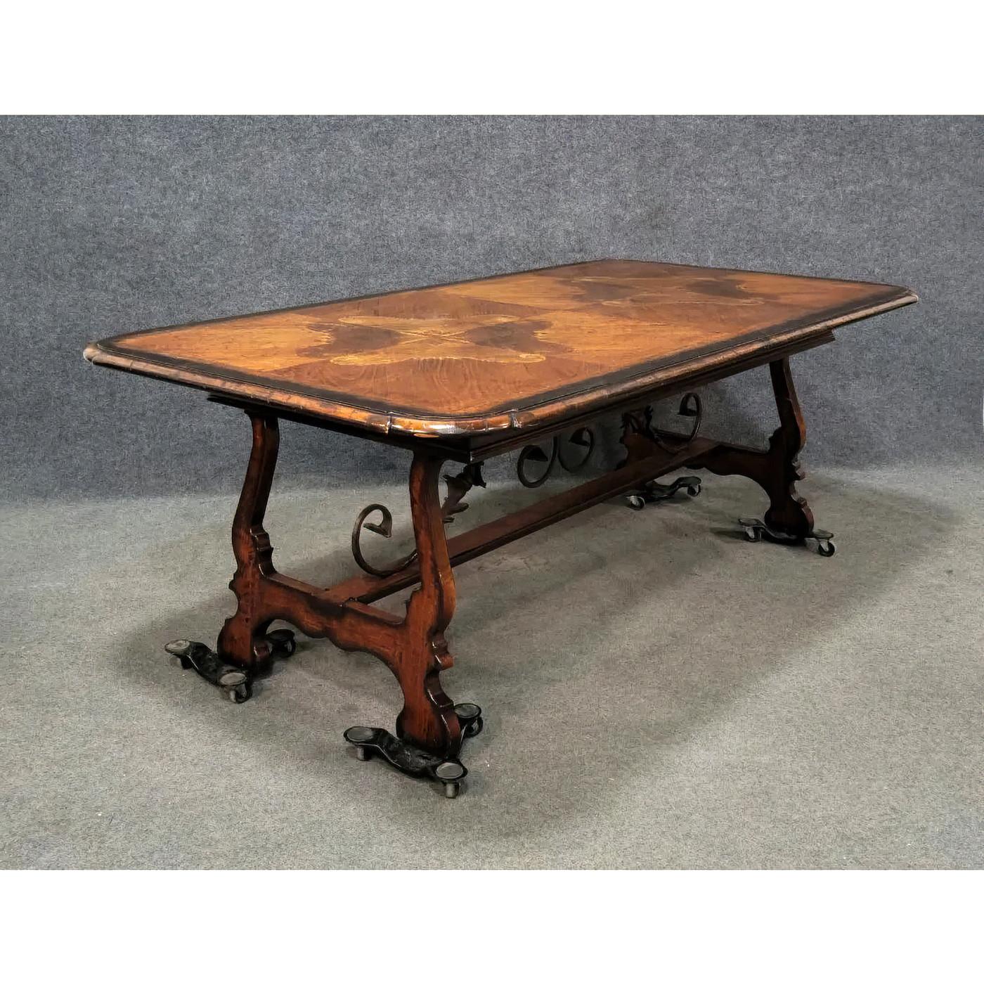 European Italian Parquetry Extension Dining Table