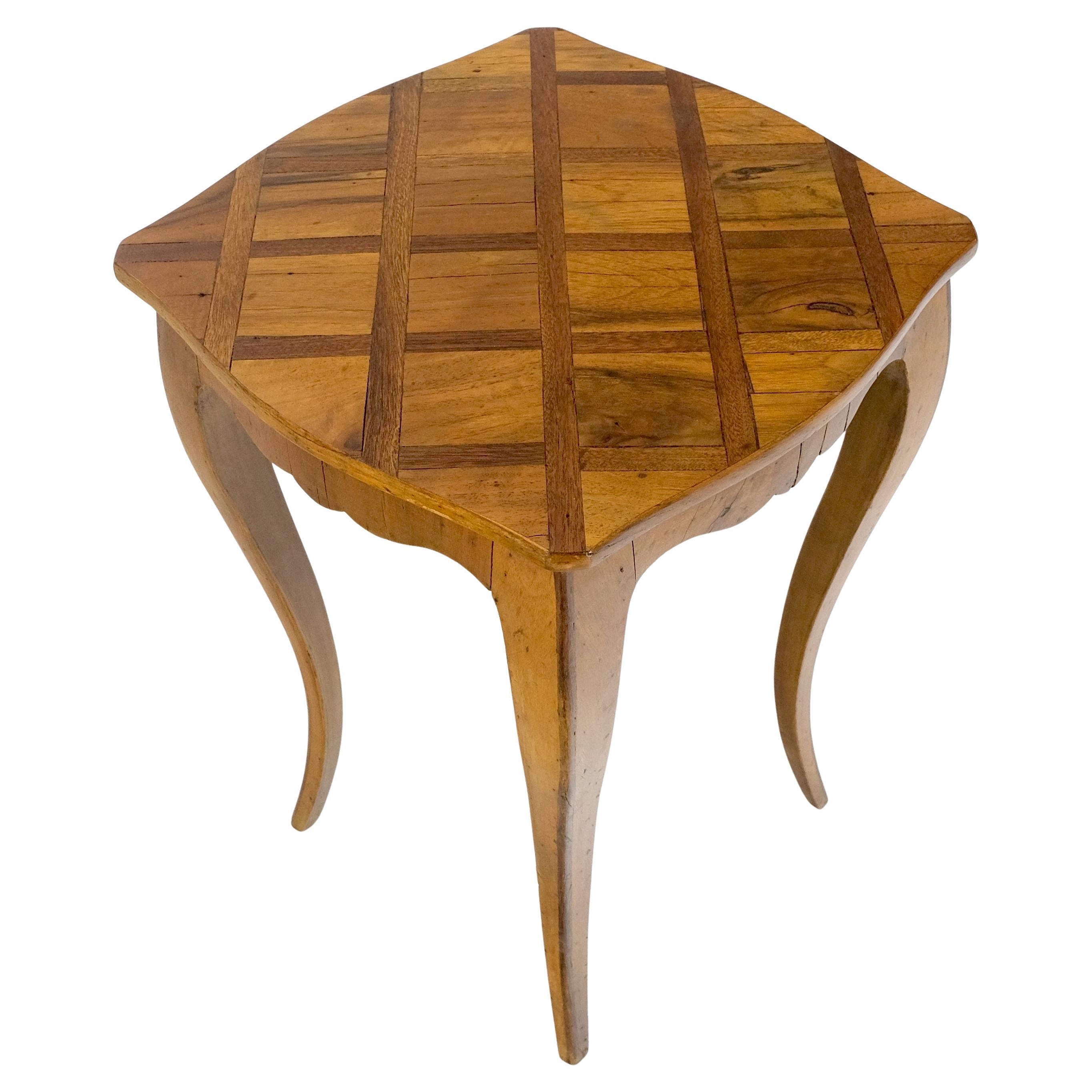 Italian Parquetry Inlaid Olive Wood Side End Plant Lamp Stand Table For Sale