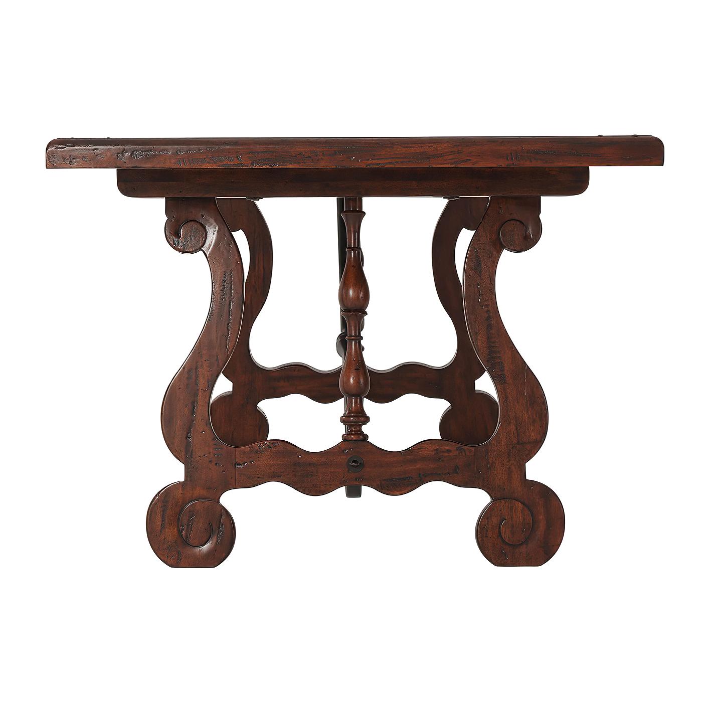 French Provincial Italian Parquetry Refectory Dining Table