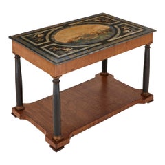 Antique Italian Partly Ebonised Walnut Coffee Table with Scagliola Top