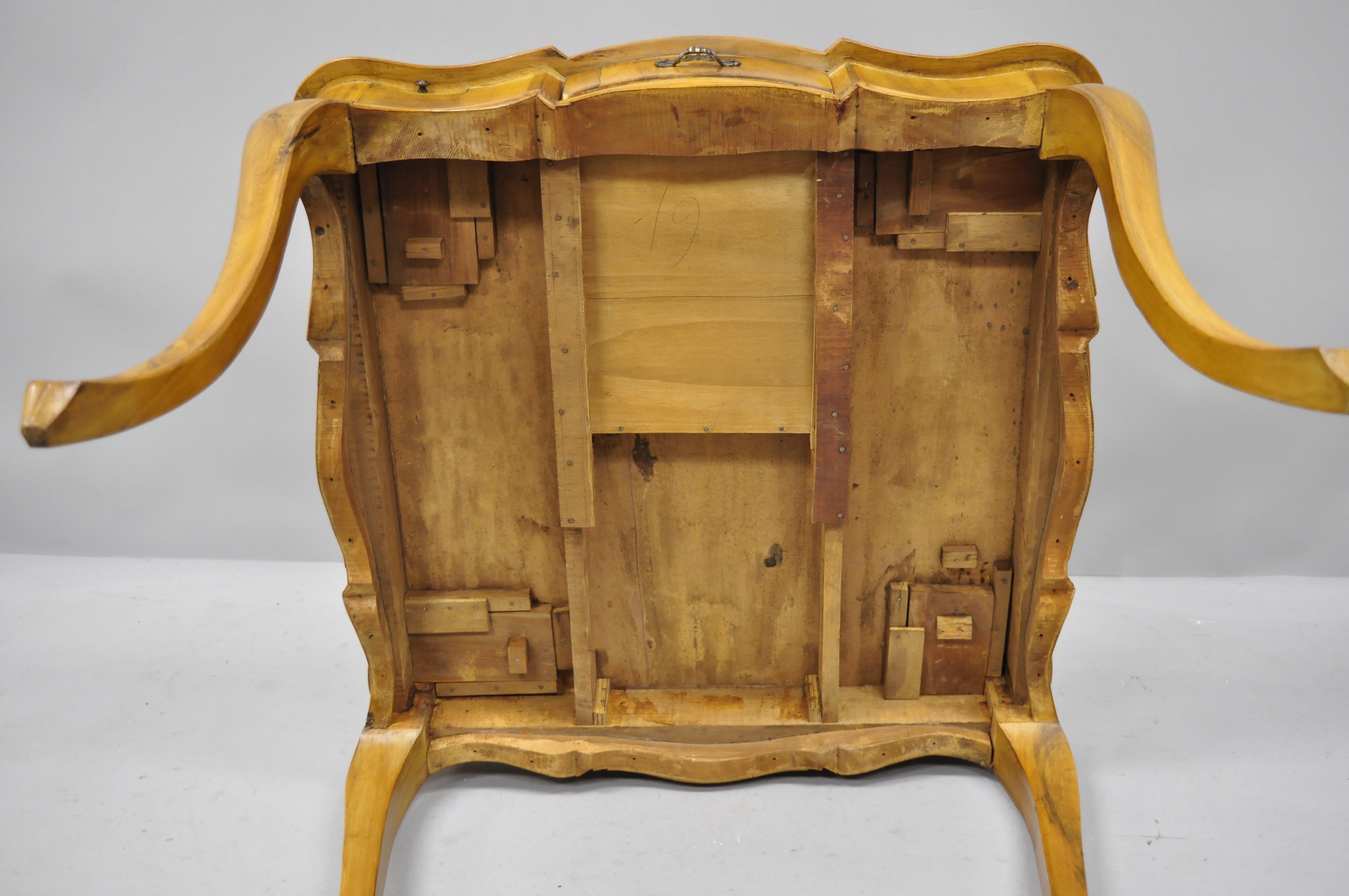 Italian Patchwork Burl Olivewood French Louis XV Style Card Game Table 2