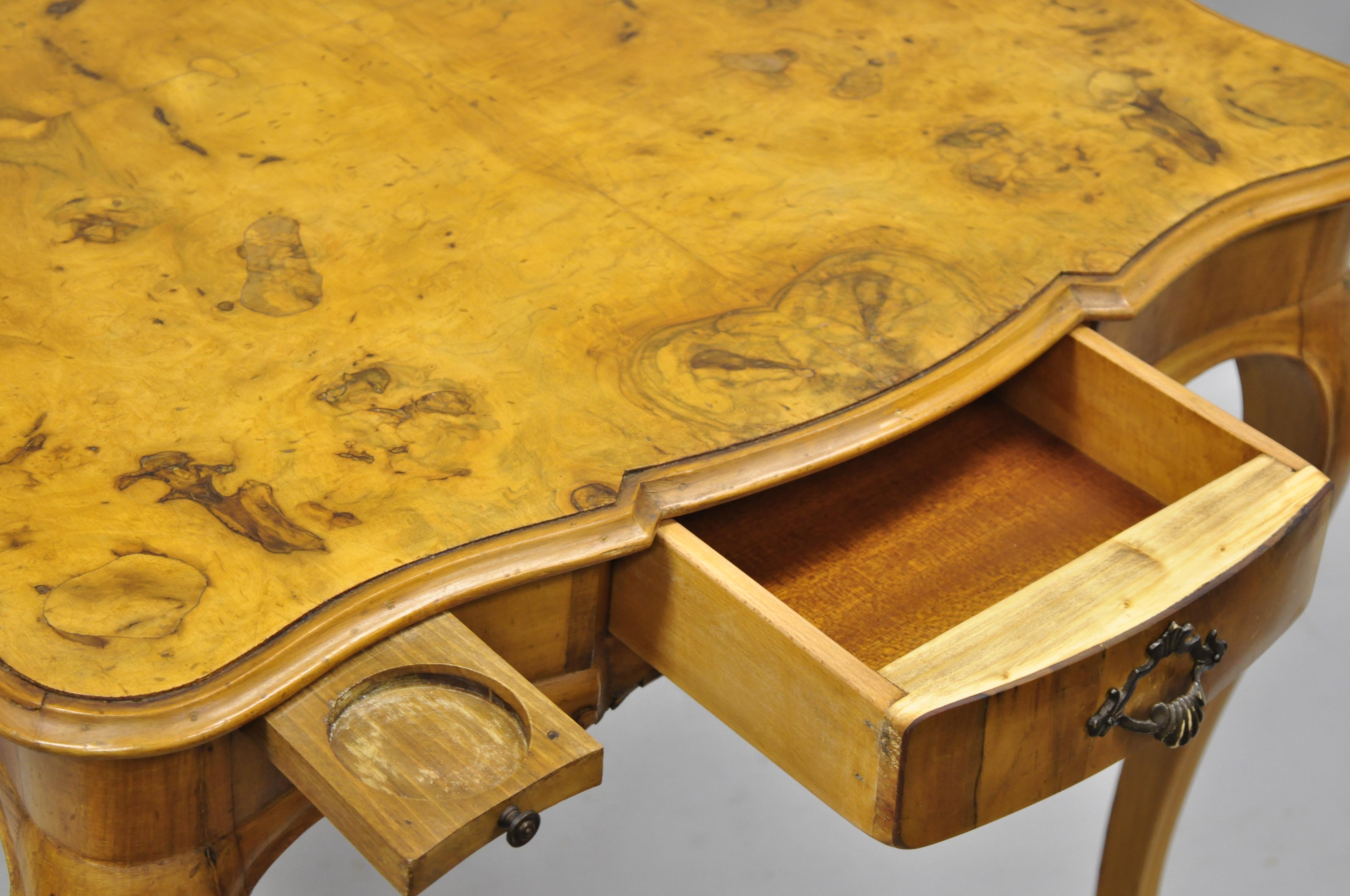 Italian Patchwork Burl Olivewood French Louis XV Style Card Game Table In Good Condition In Philadelphia, PA