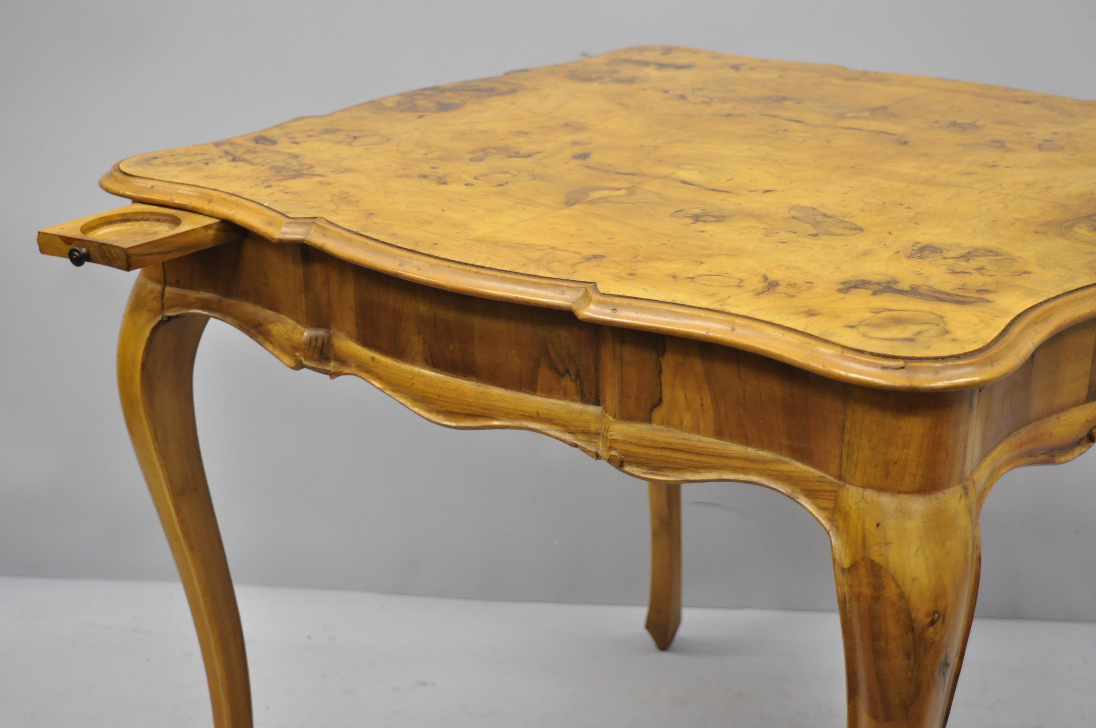 Italian Patchwork Burl Olivewood French Louis XV Style Card Game Table 1
