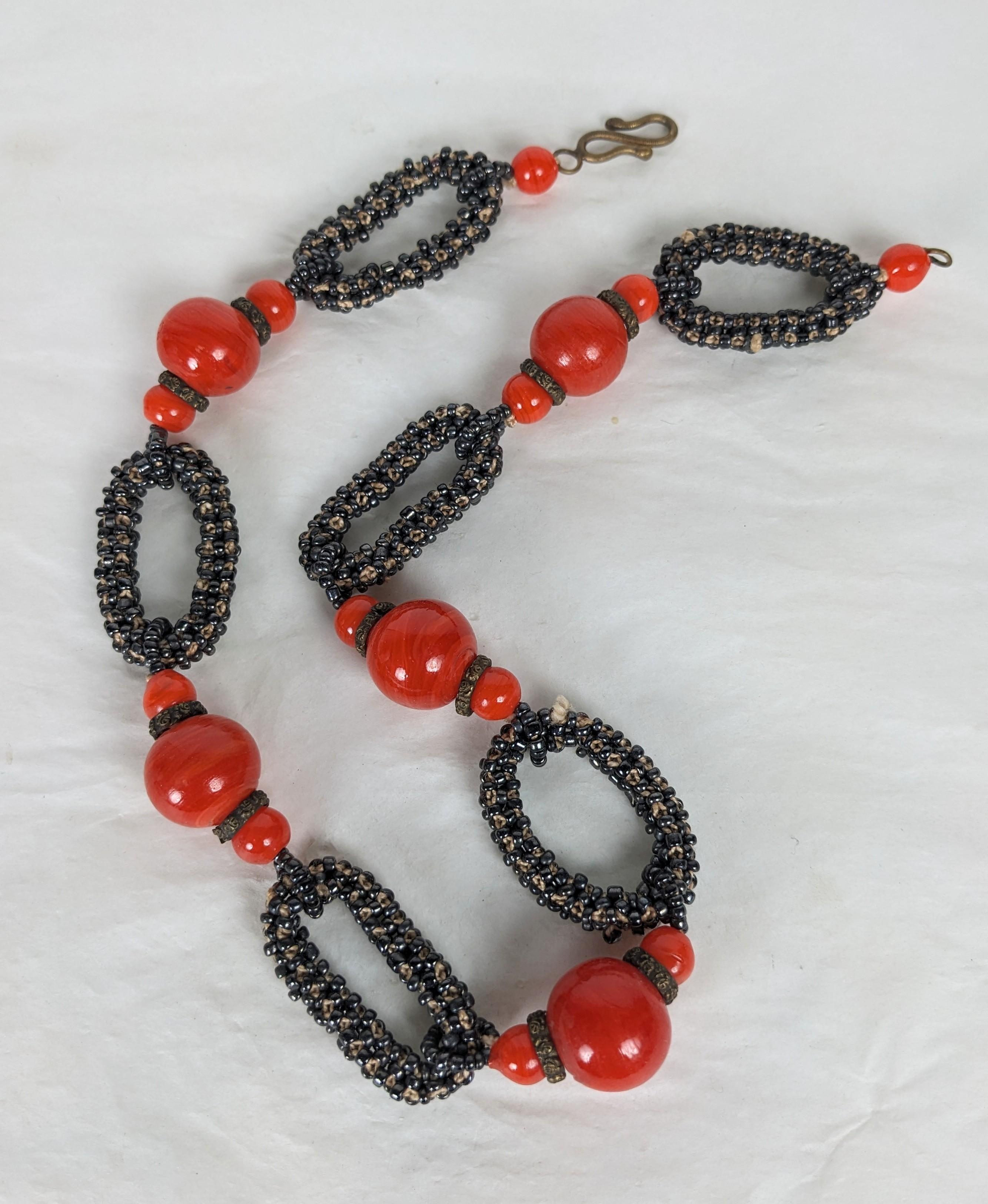 Retro Italian Pate de Verre Seed Bead Chain For Sale