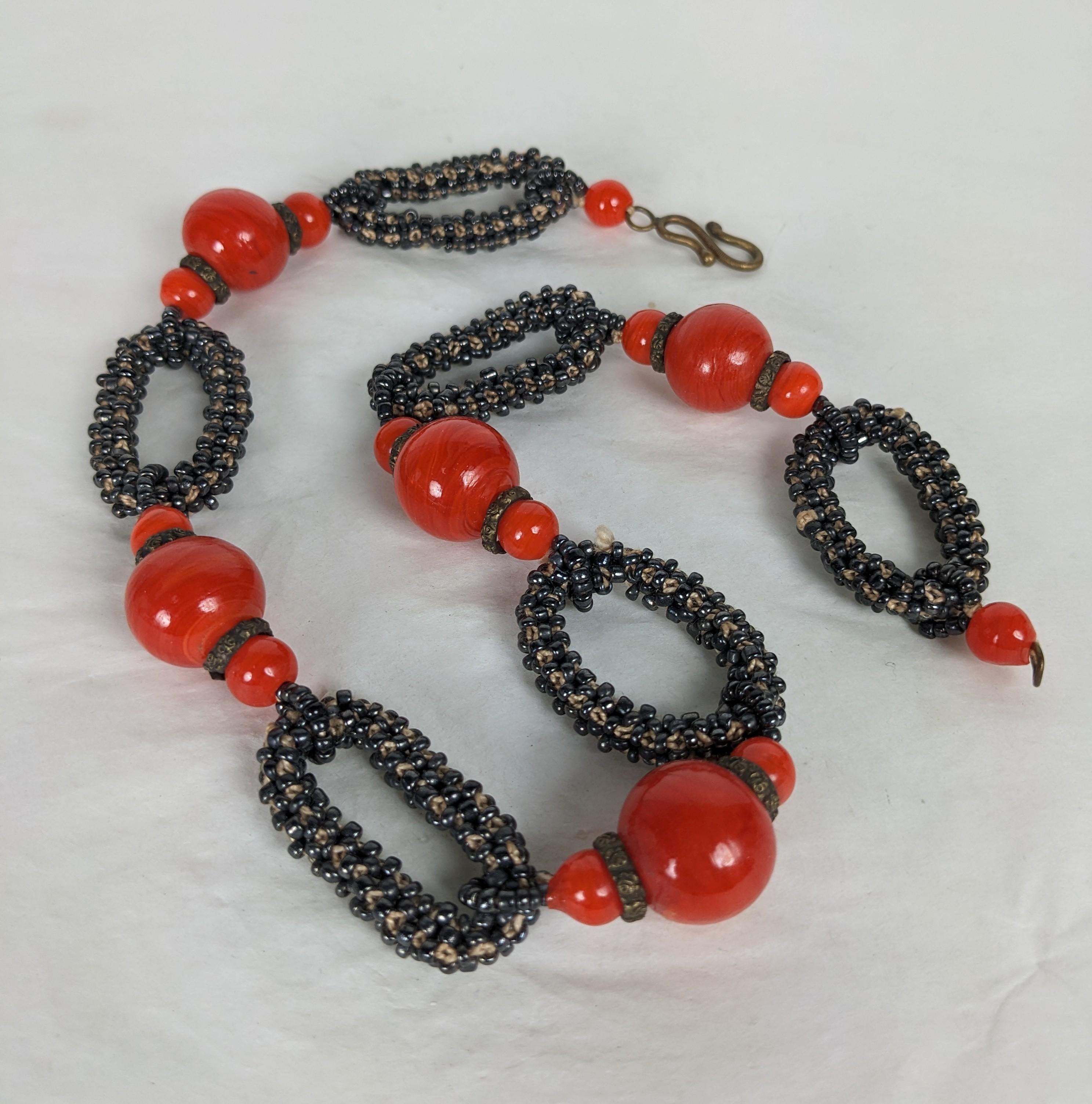 Italian Pate de Verre Seed Bead Chain In Good Condition For Sale In New York, NY