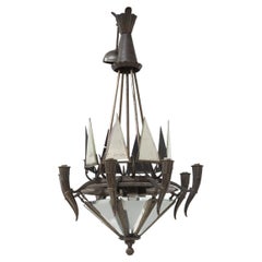 Lustre en bronze patiné Gio Ponti