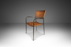 Italian Patinaed Leather Strap Armchair / Desk Chair / Side Chair Italy, 1970s